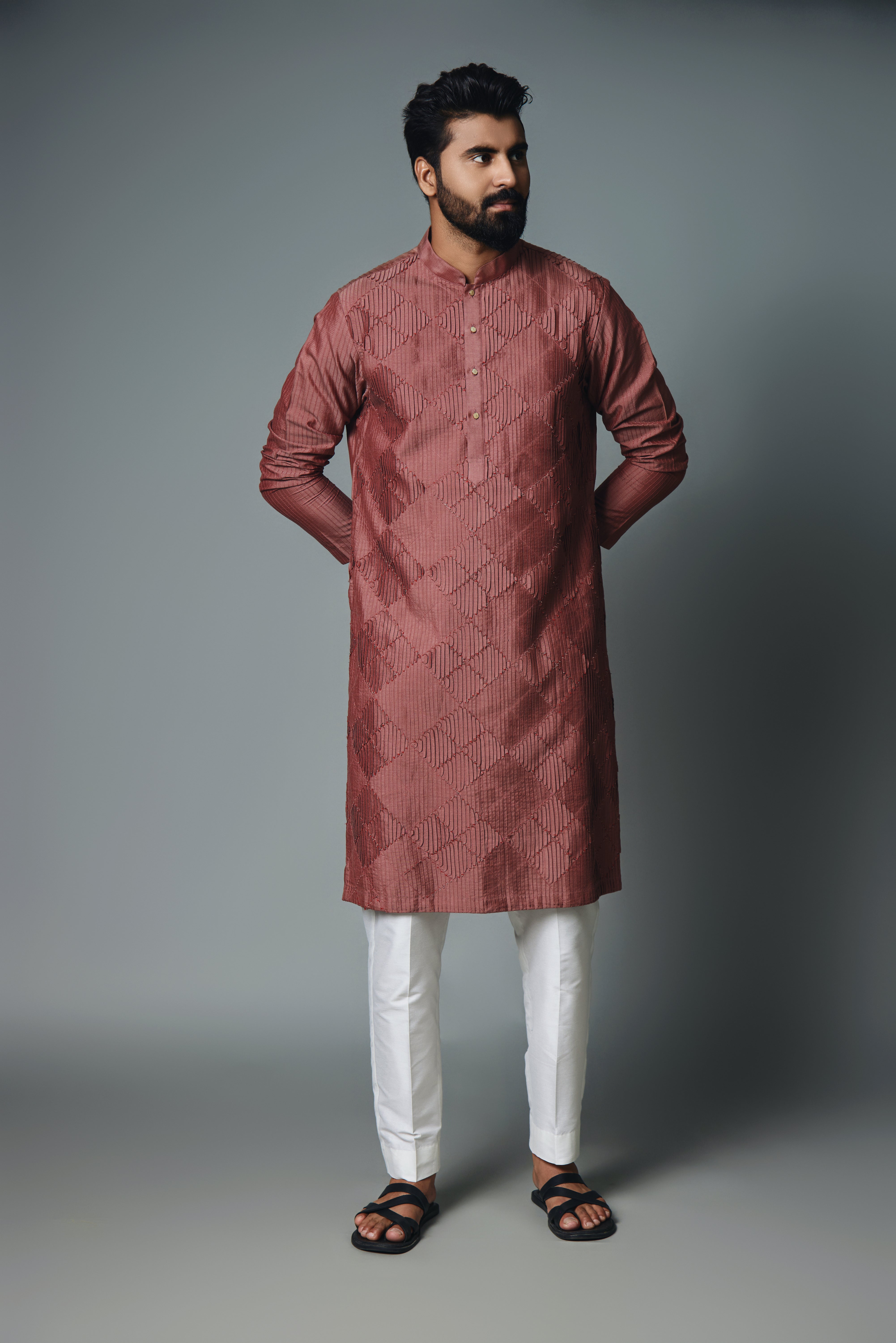 Maroon Pintux Kurta Set