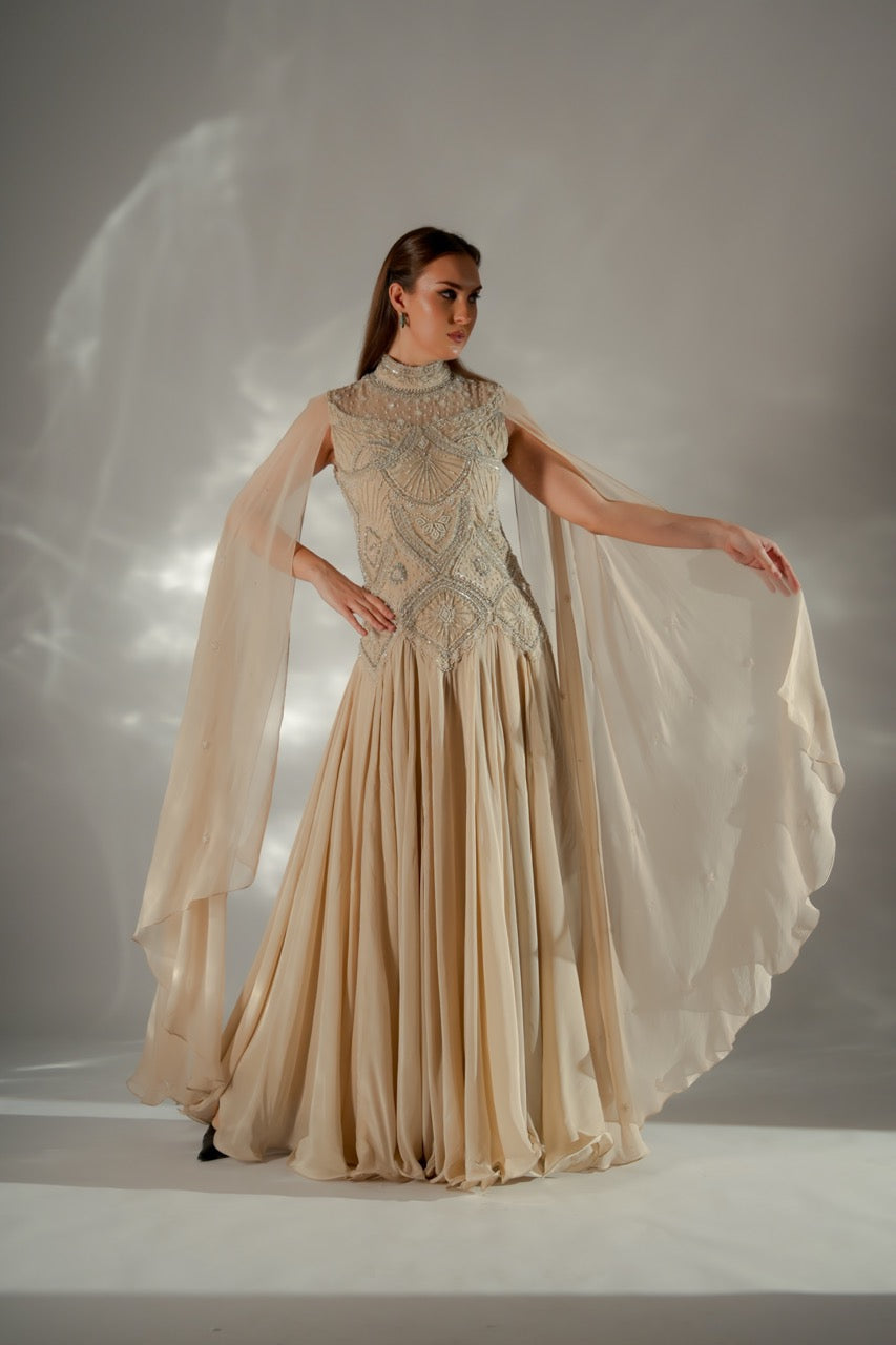 Celeste cape gown