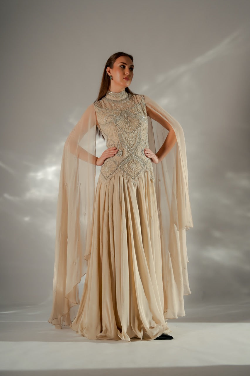 Celeste cape gown