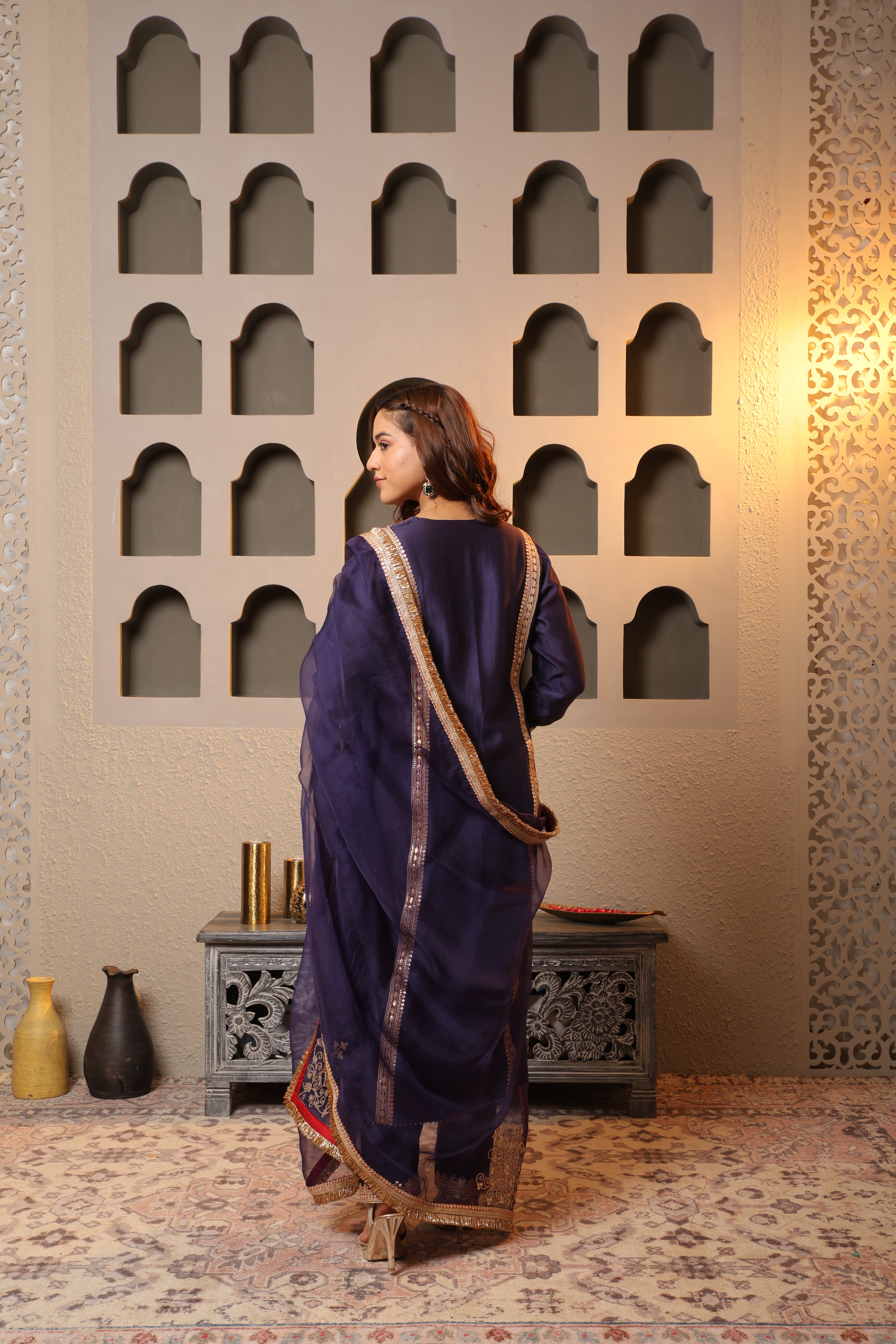 Purple Embroidered Salwar Kameez Set