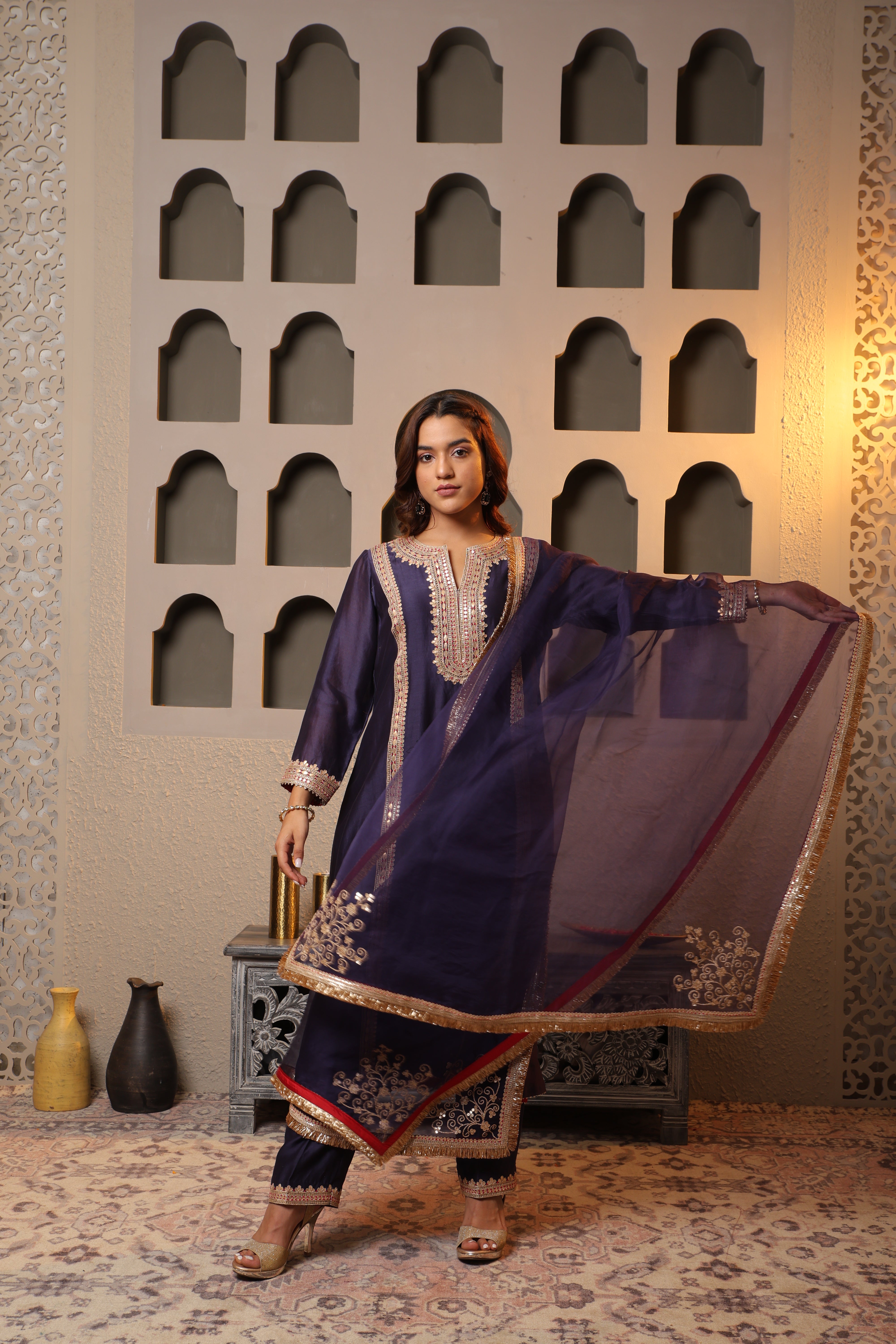 Purple Embroidered Salwar Kameez Set