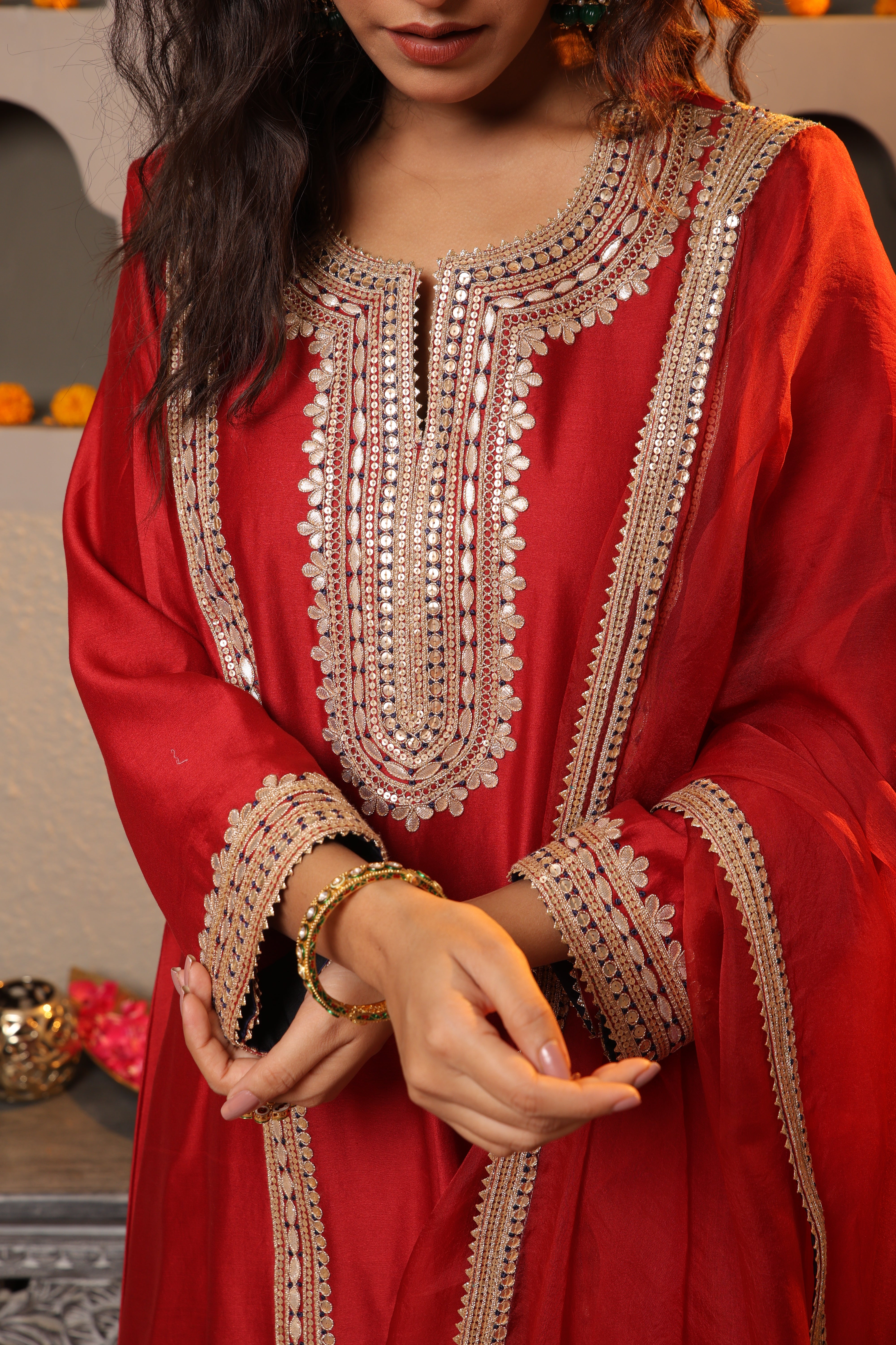Exquisite Red Embroidered Salwar Kameez Set