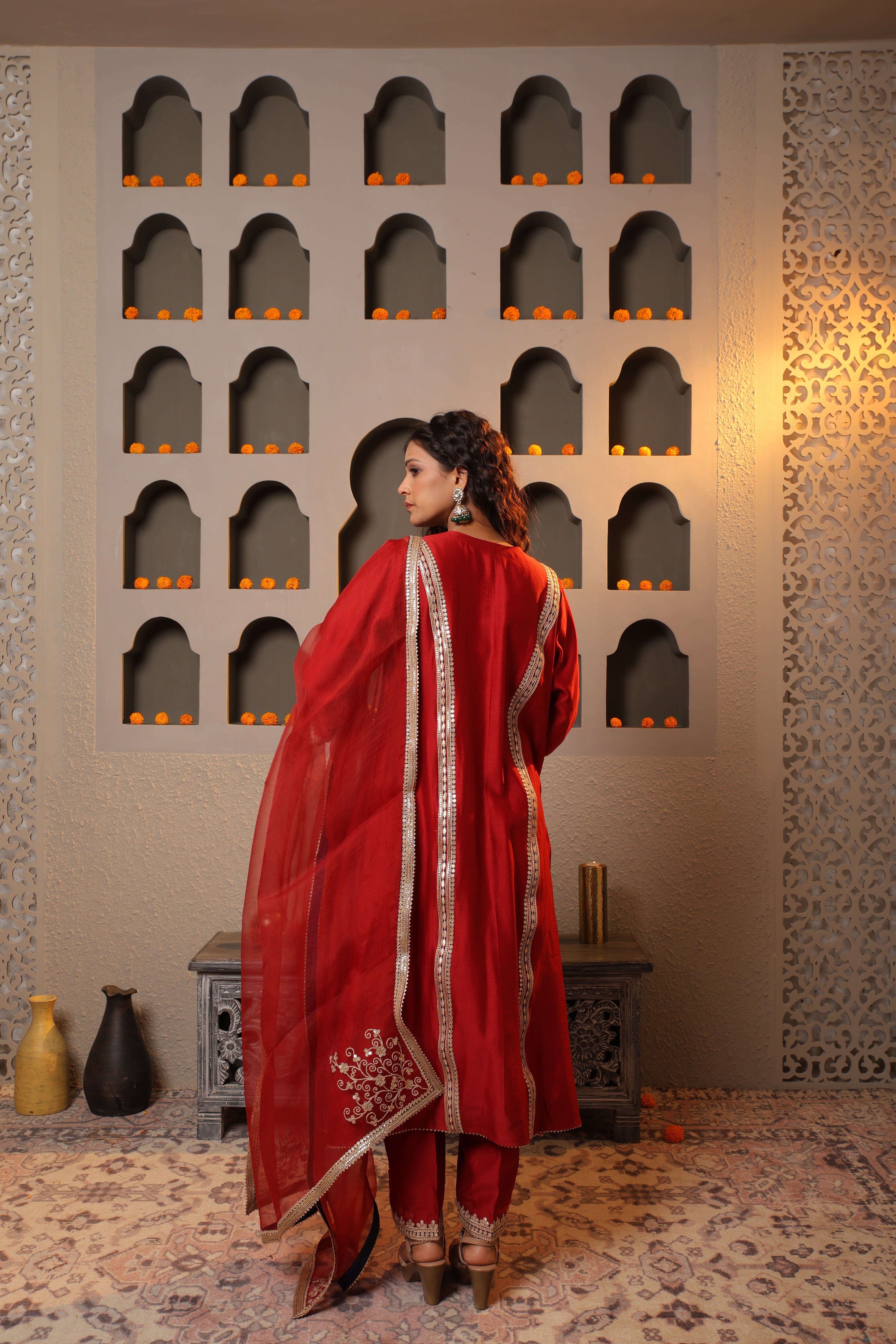 Exquisite Red Embroidered Salwar Kameez Set