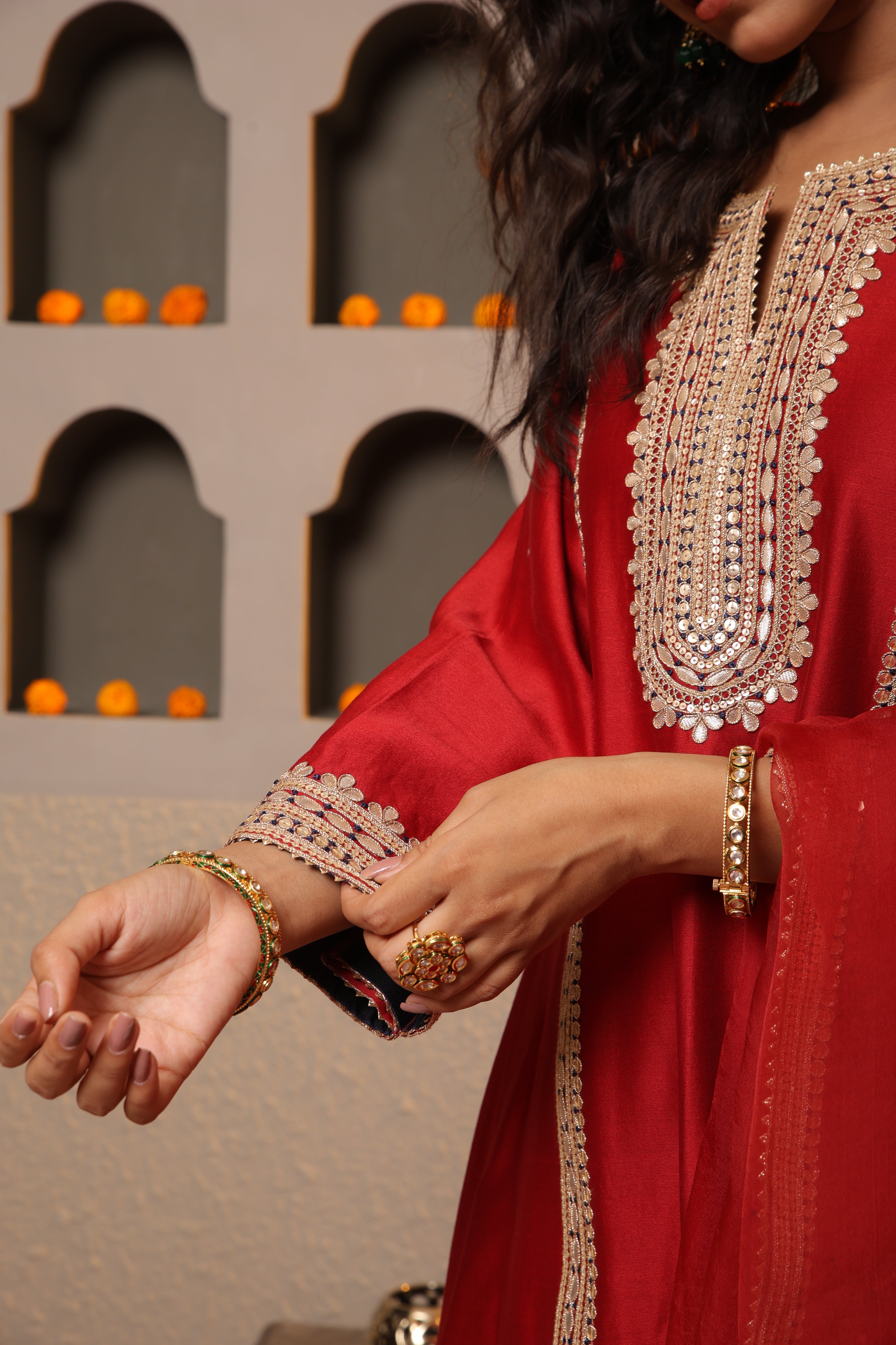 Exquisite Red Embroidered Salwar Kameez Set