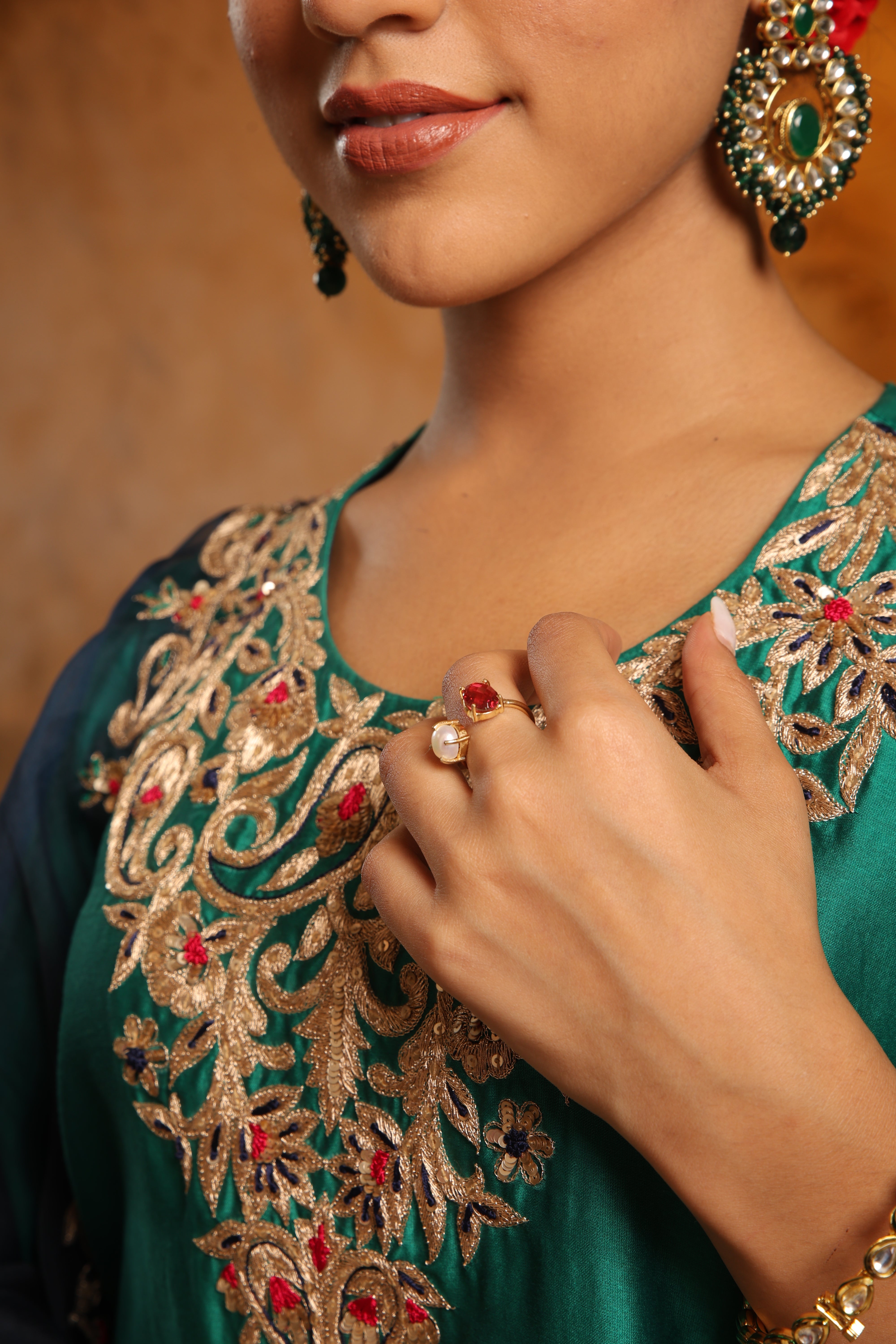 Emerald Green and Navy Blue Sharara Set