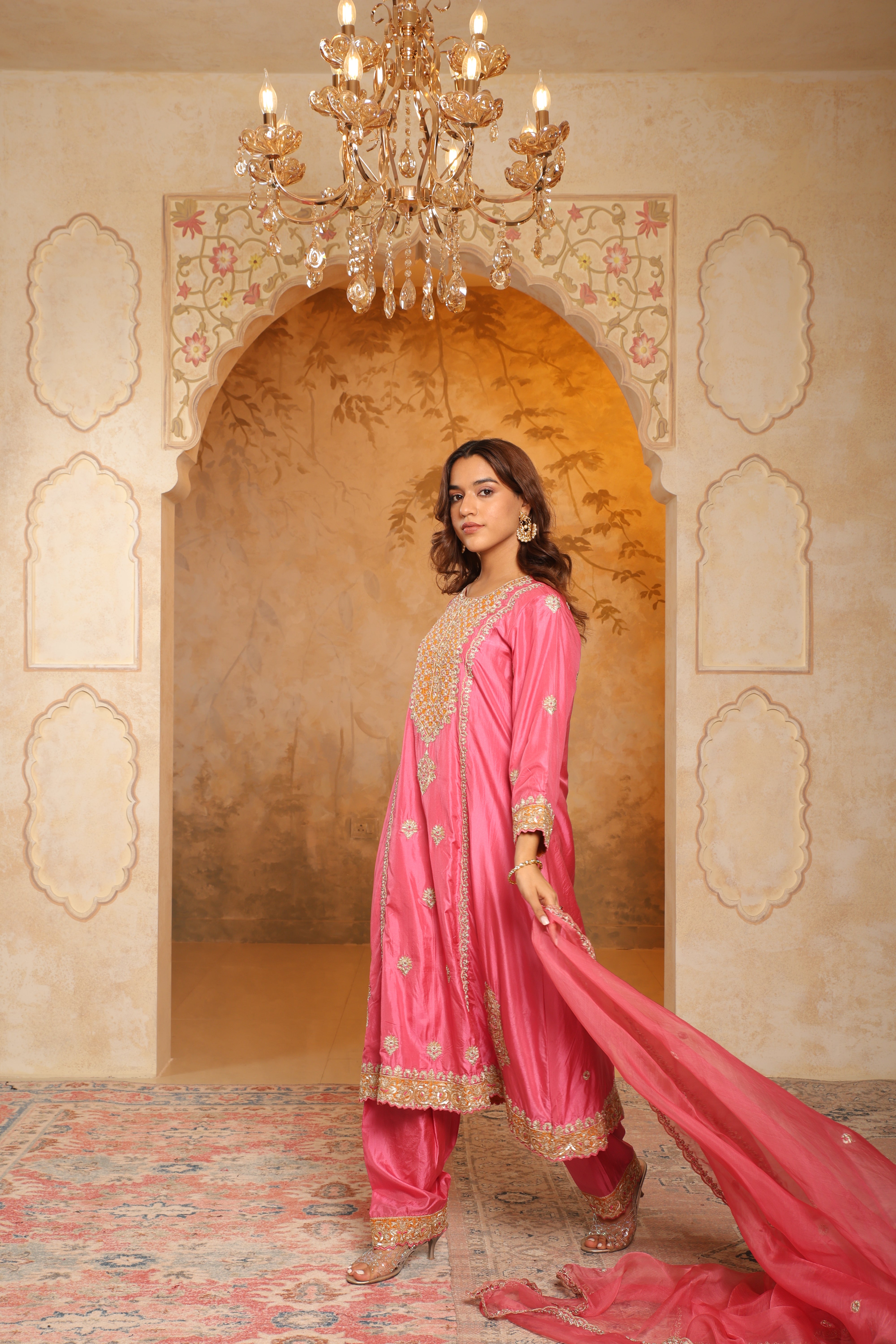 Pink Embroidered Salwar Kameez Set