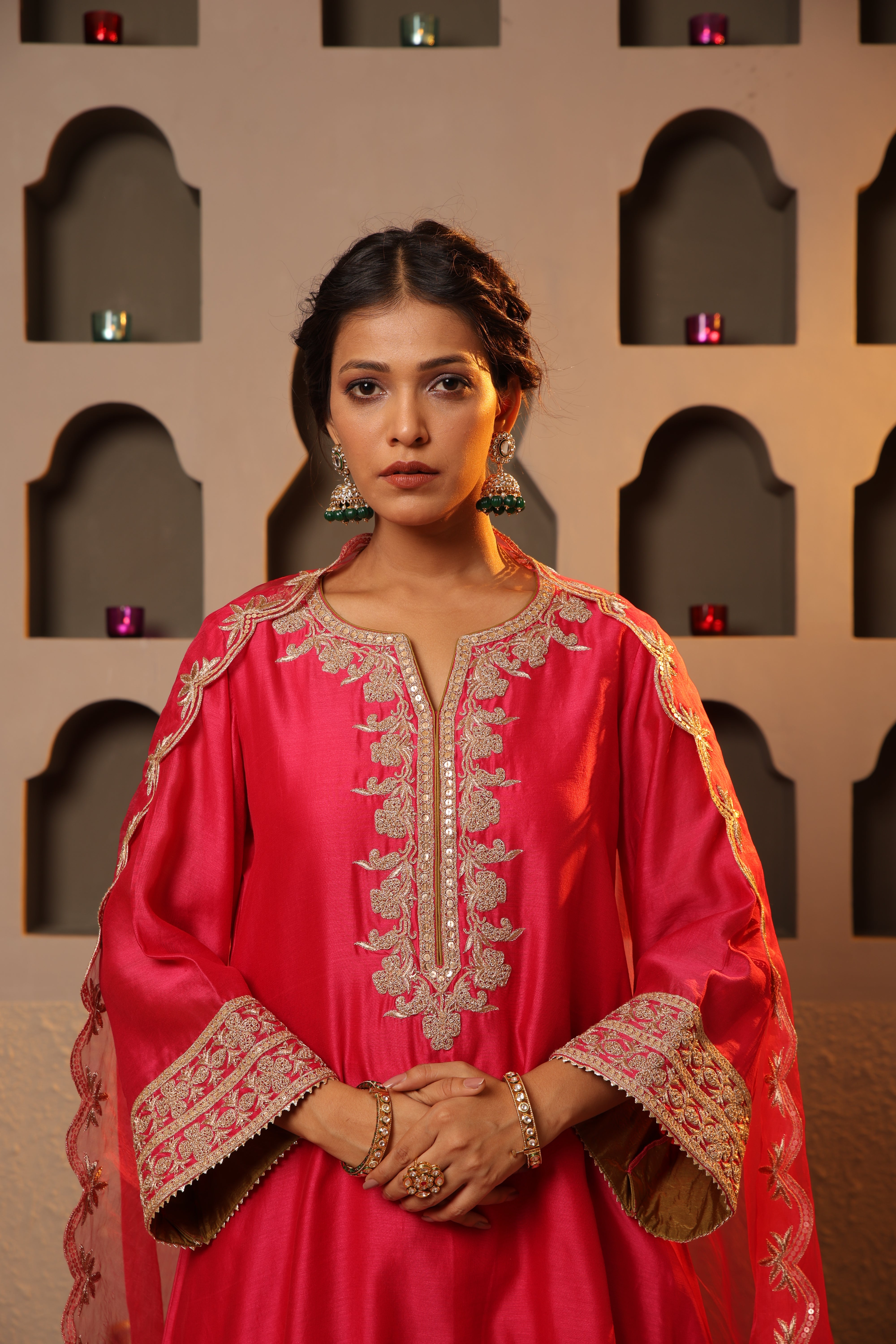 Magenta Embroidered Salwar Kameez Set