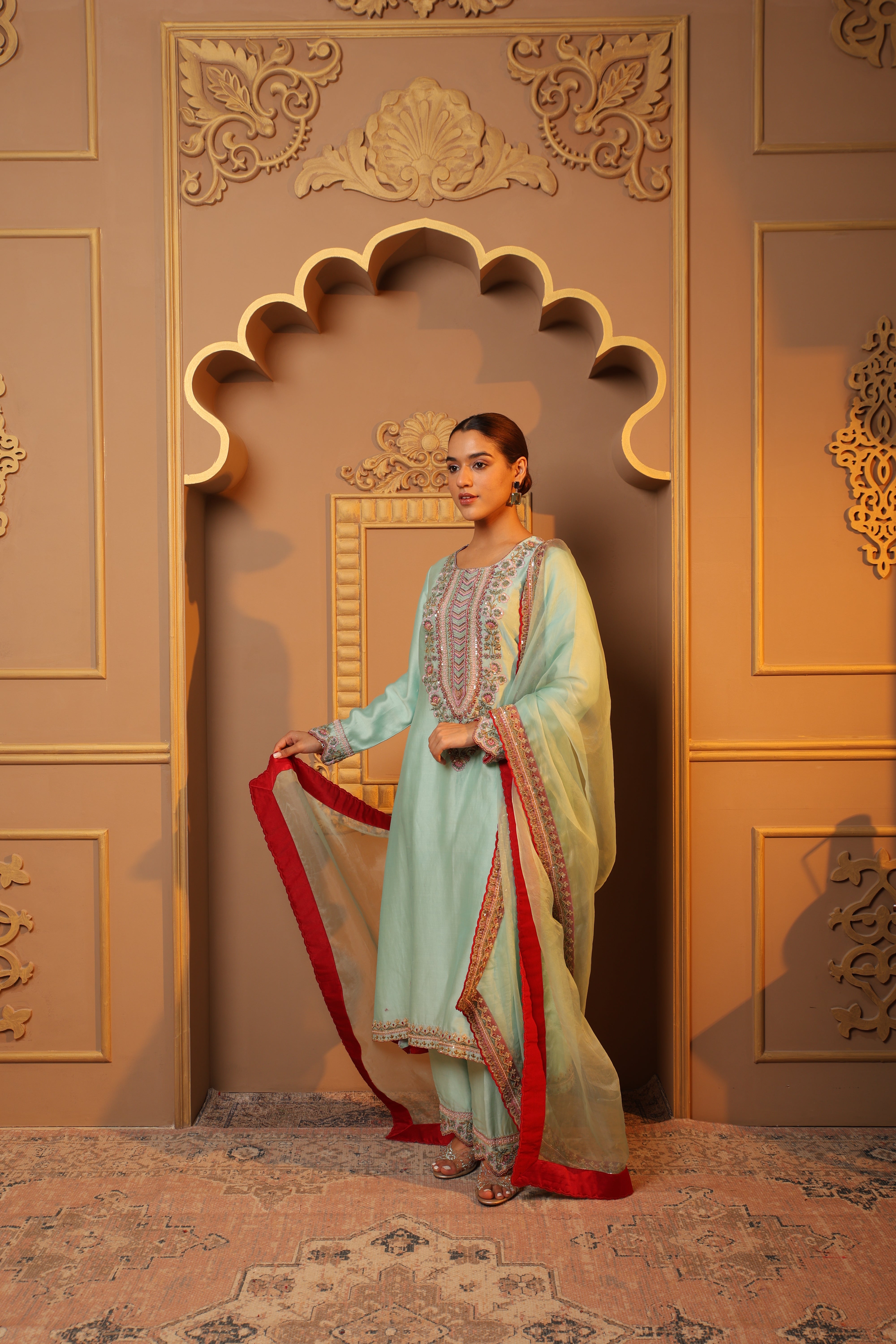 Blue Embroidered Suit Set