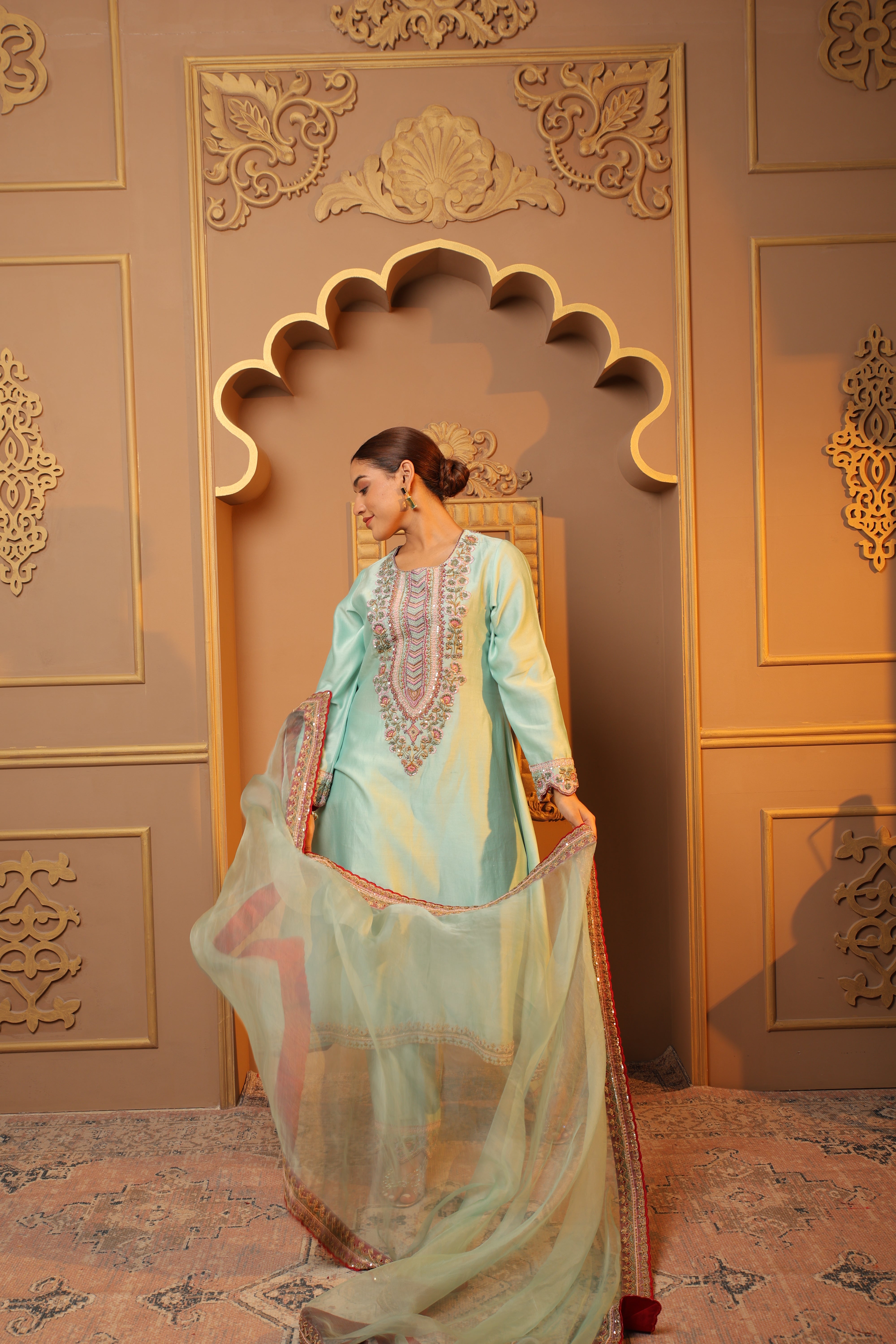Blue Embroidered Suit Set