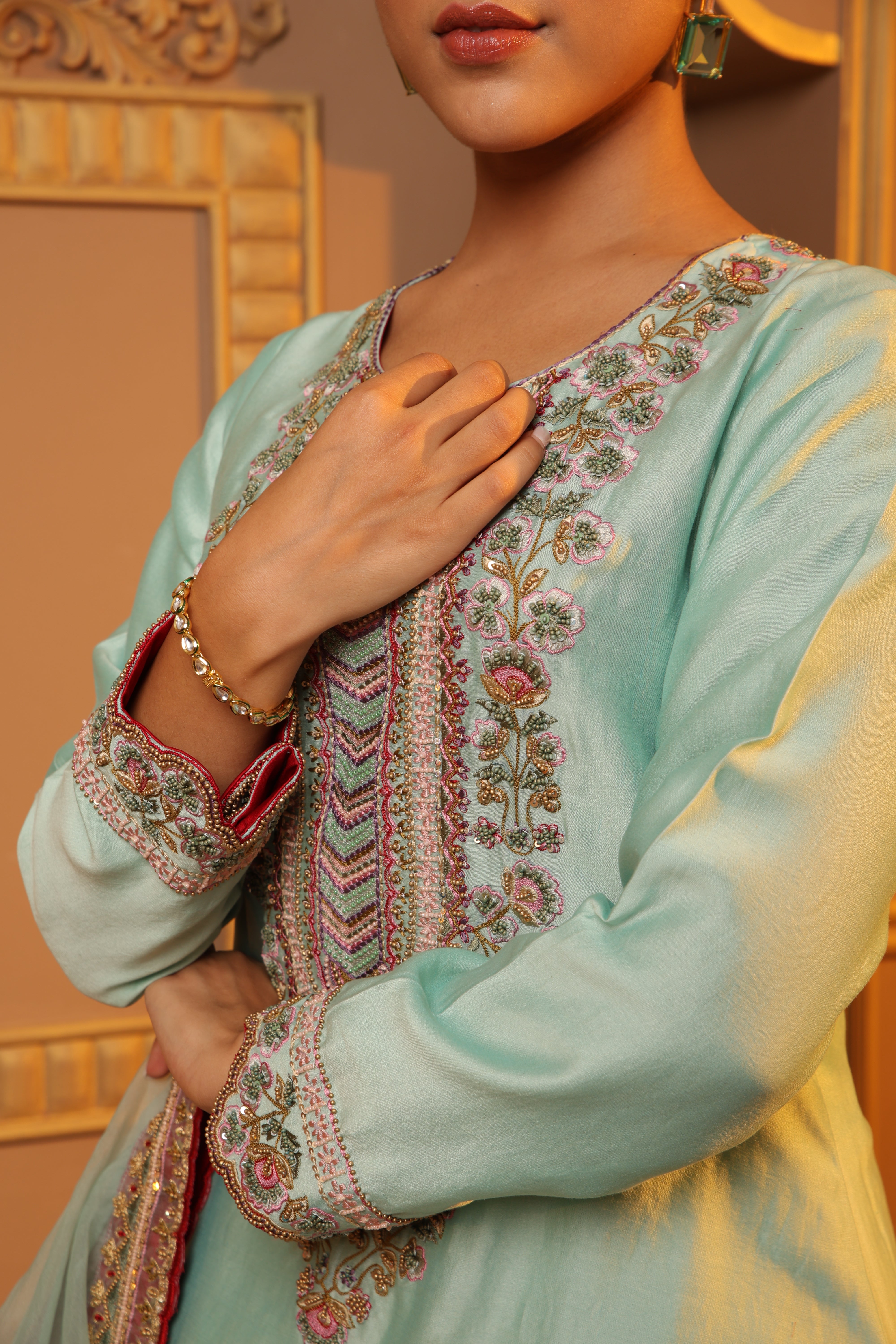 Blue Embroidered Suit Set