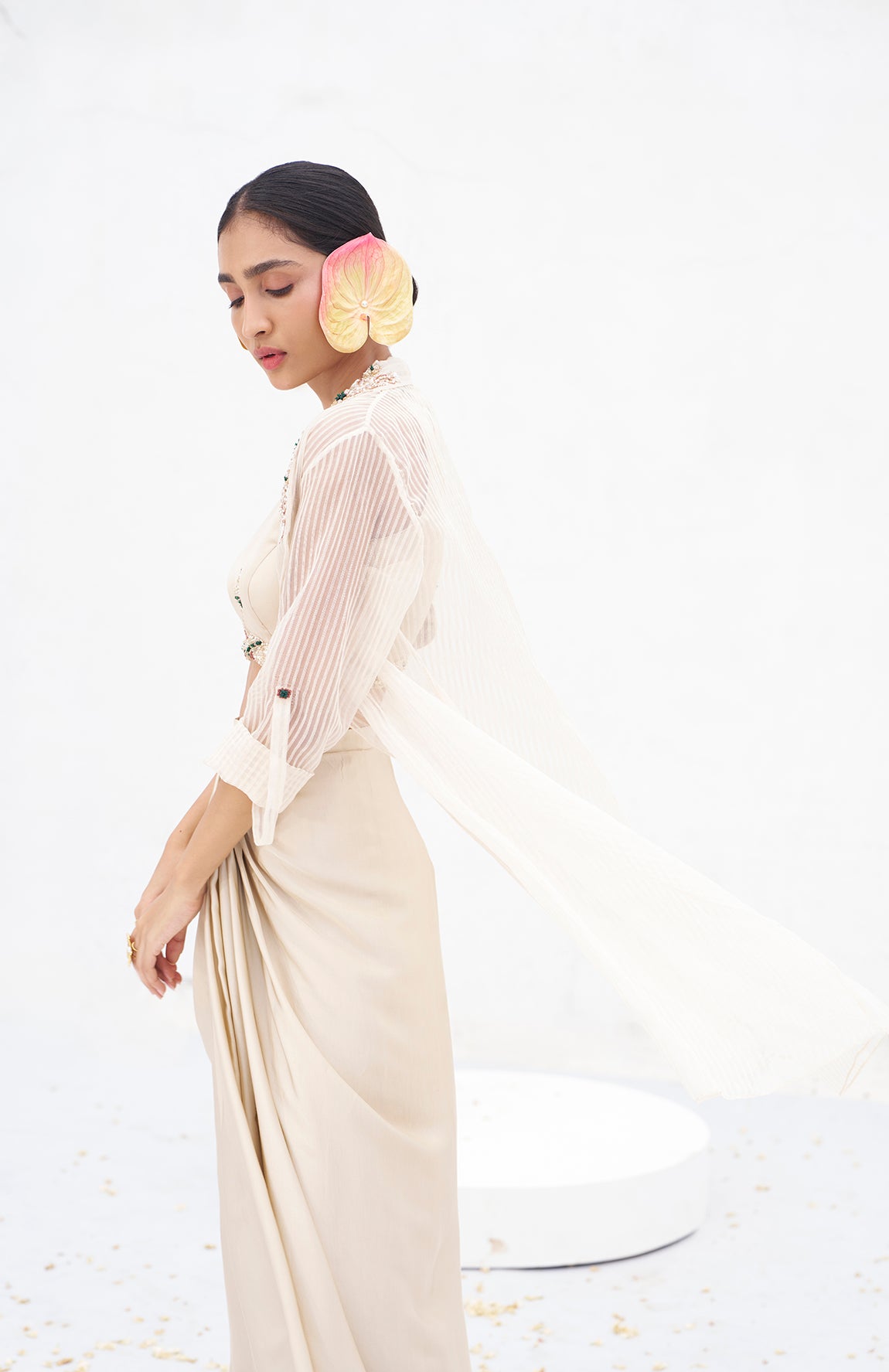 Haimavati- Draped skirt and cape set S