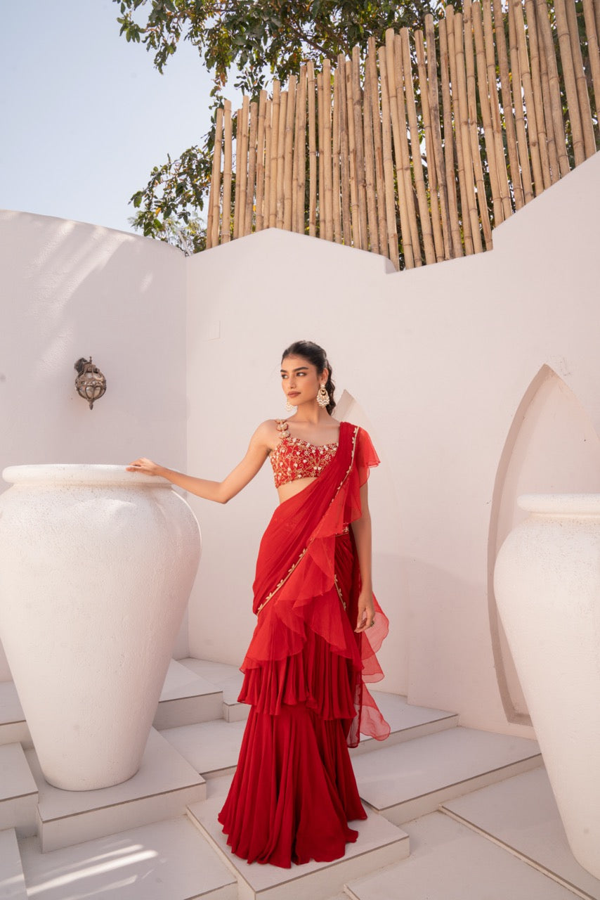 Scarlet Jasmine Saree