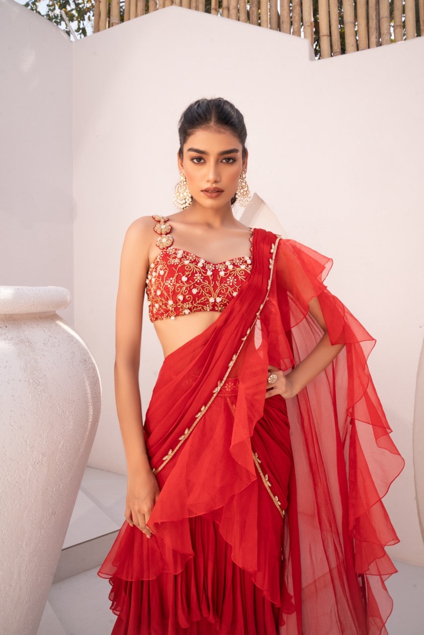 Scarlet Jasmine Saree