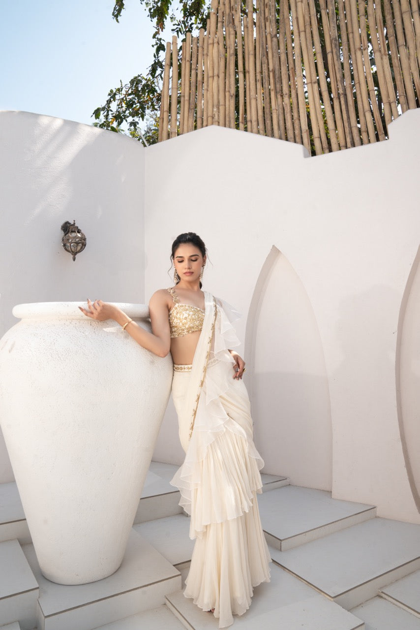 Sunlit Jasmine Saree