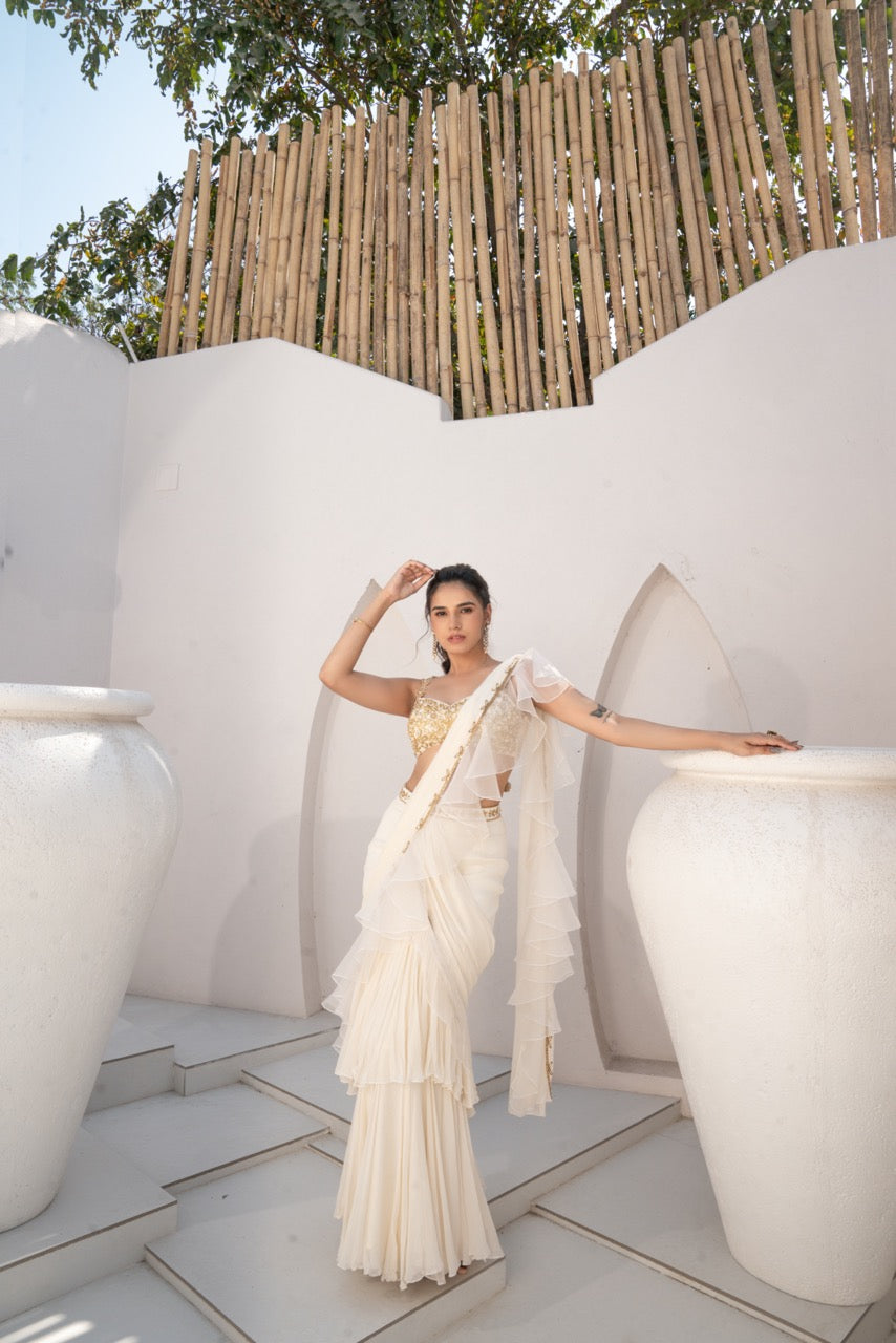 Sunlit Jasmine Saree