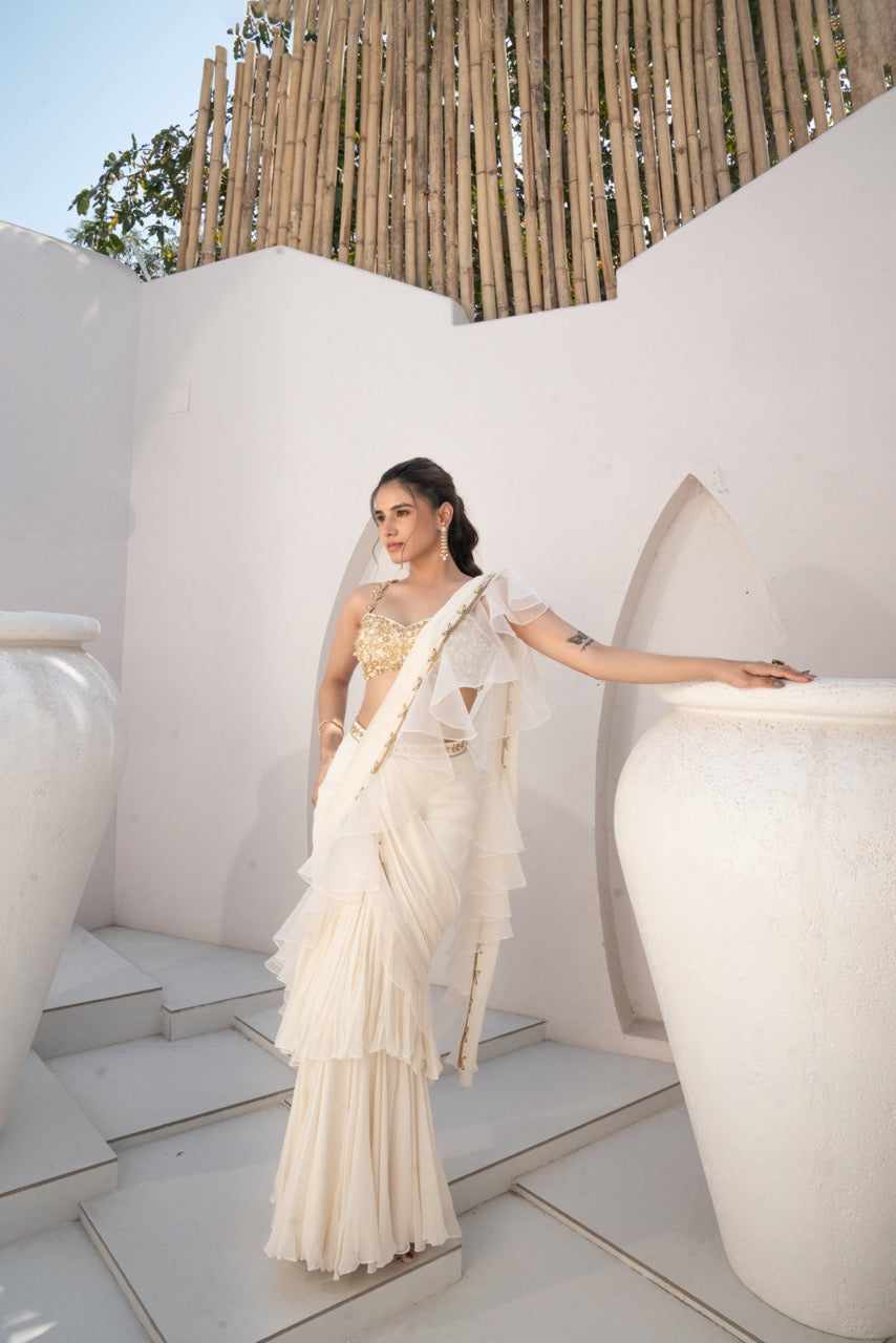 Sunlit Jasmine Saree