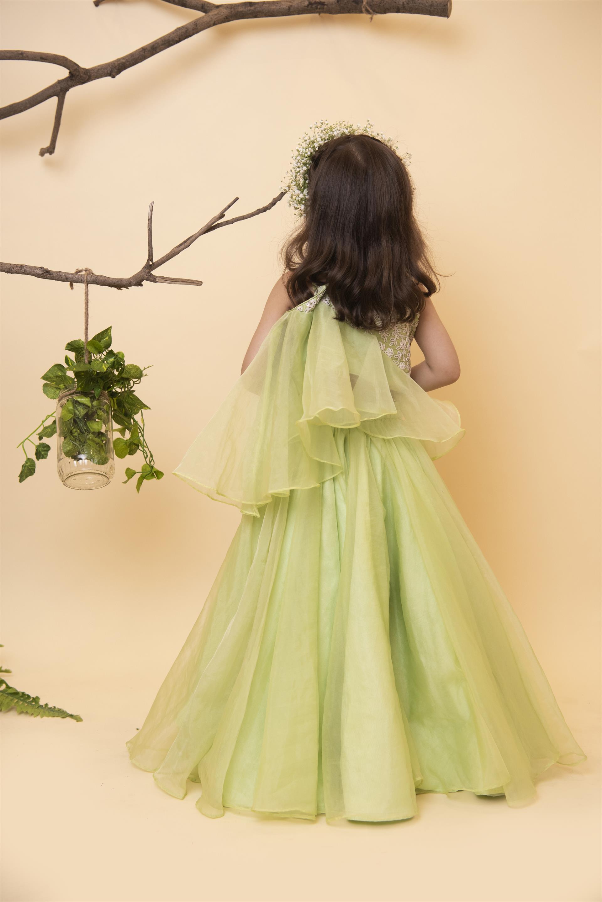Green Dori Drape Ghaghra Set