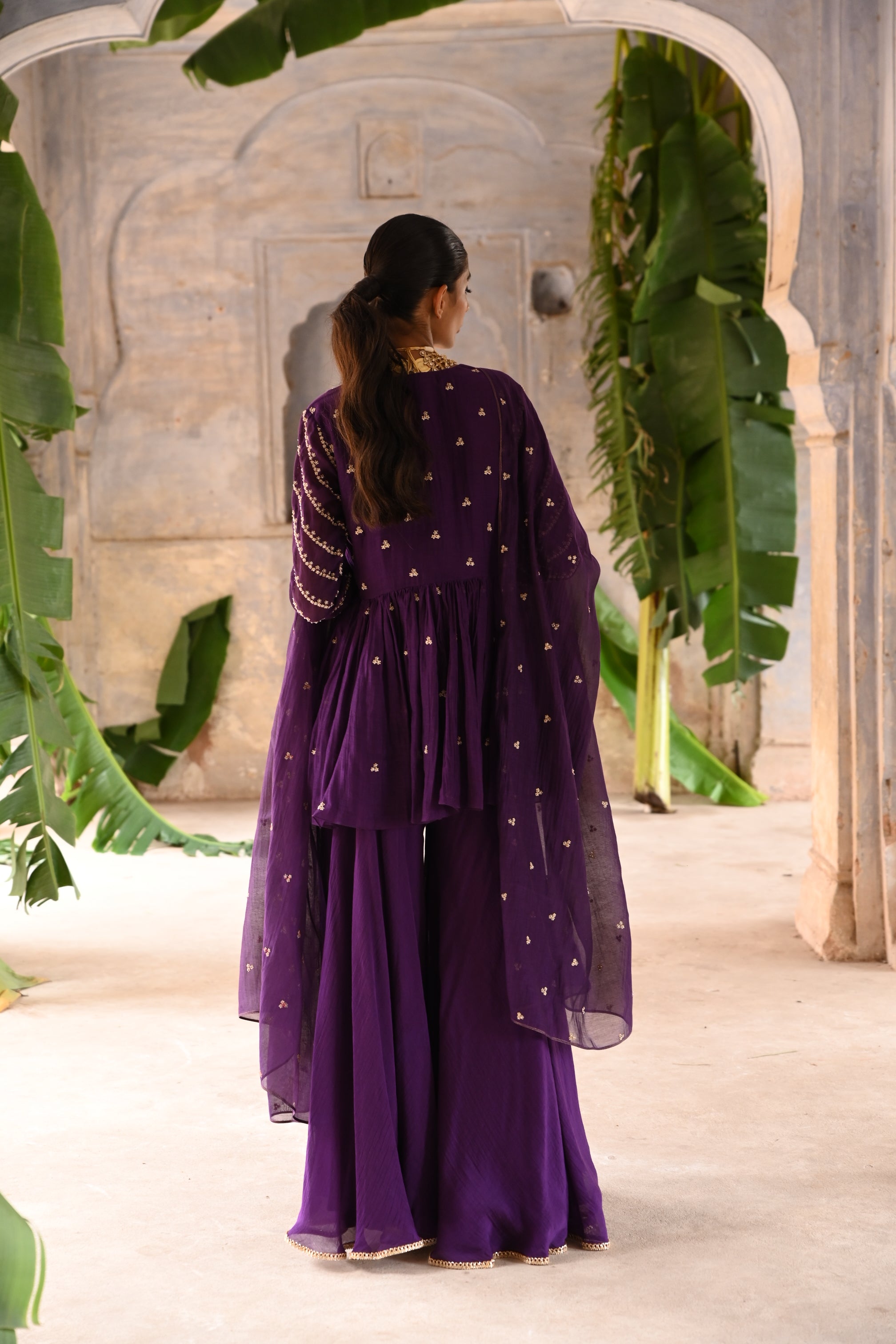 Aubergine peplum set