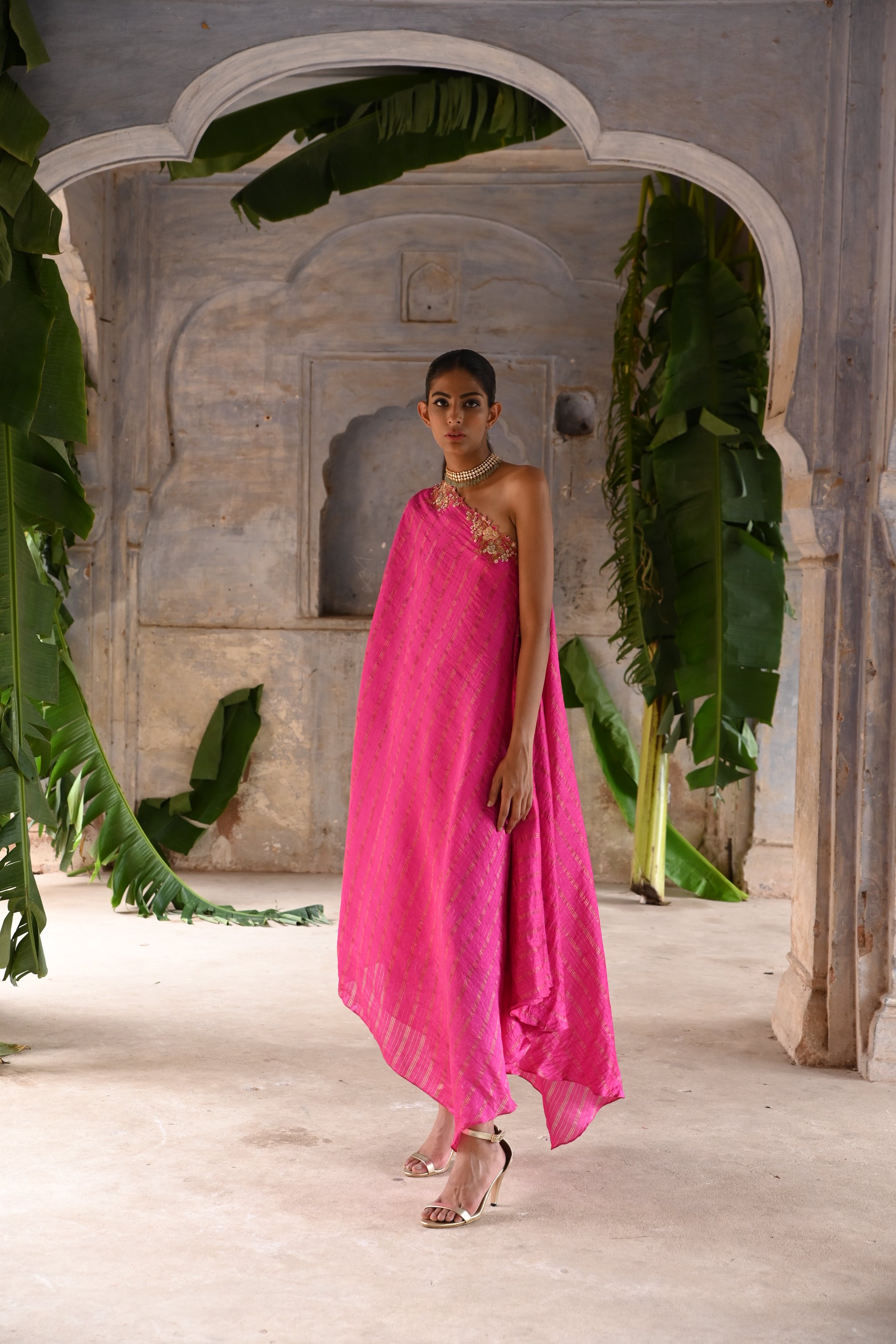 pink one sleeve dress Hot Pink One Shoulder Organza High Low Homecoming Dress With Ruffles, Hot Pink / 8