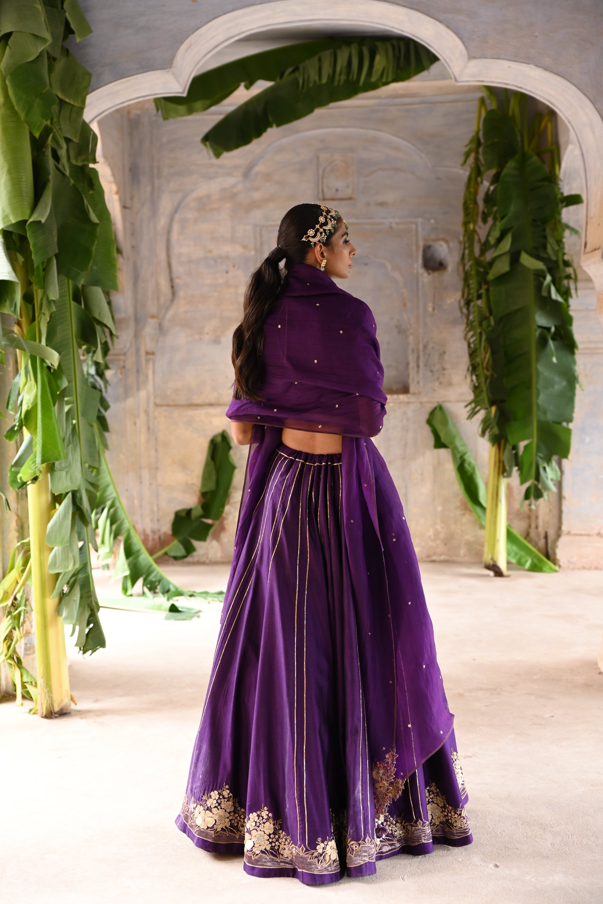 Aubergine lehenga set