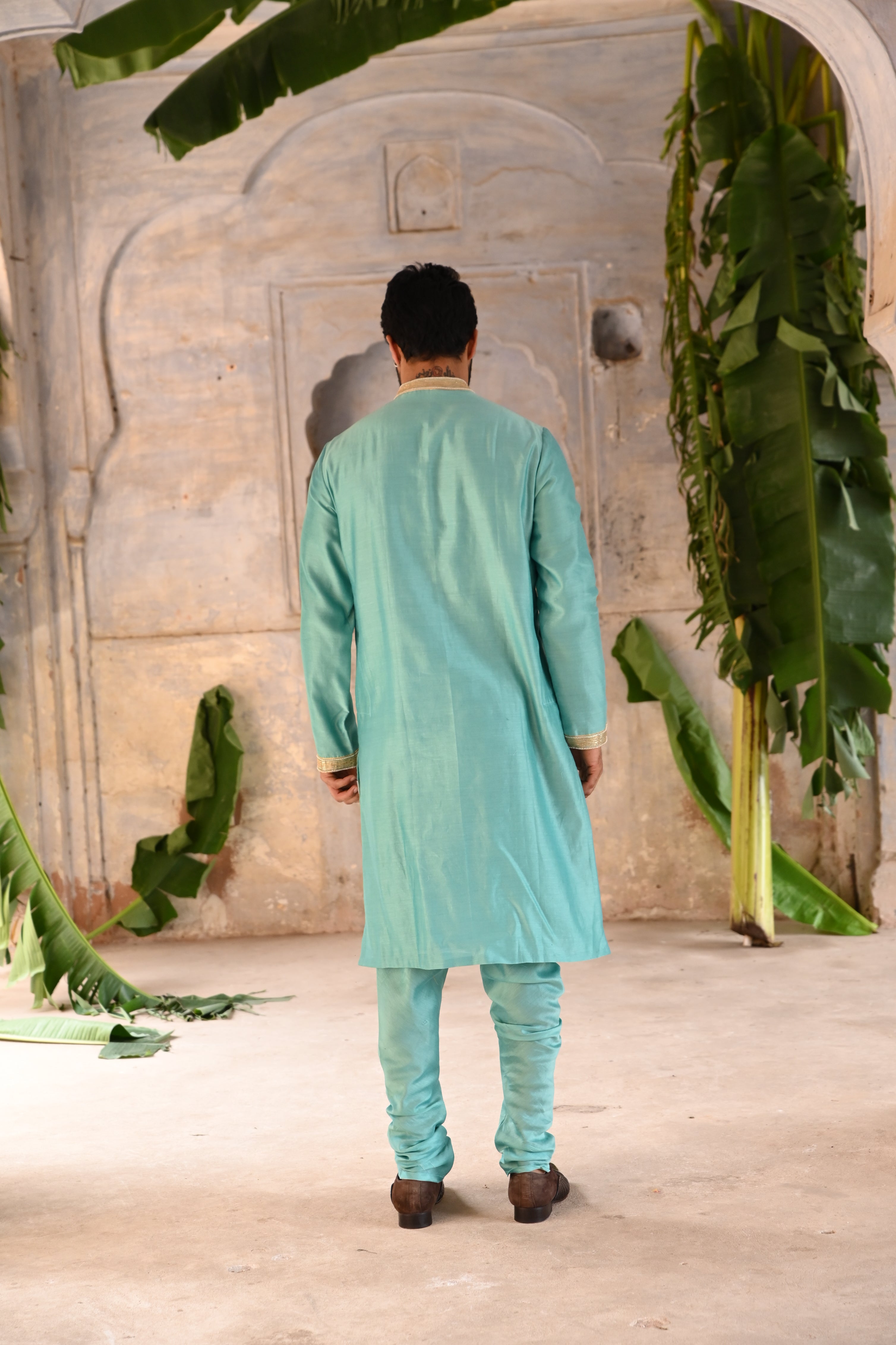 Powder blue mens kurta set