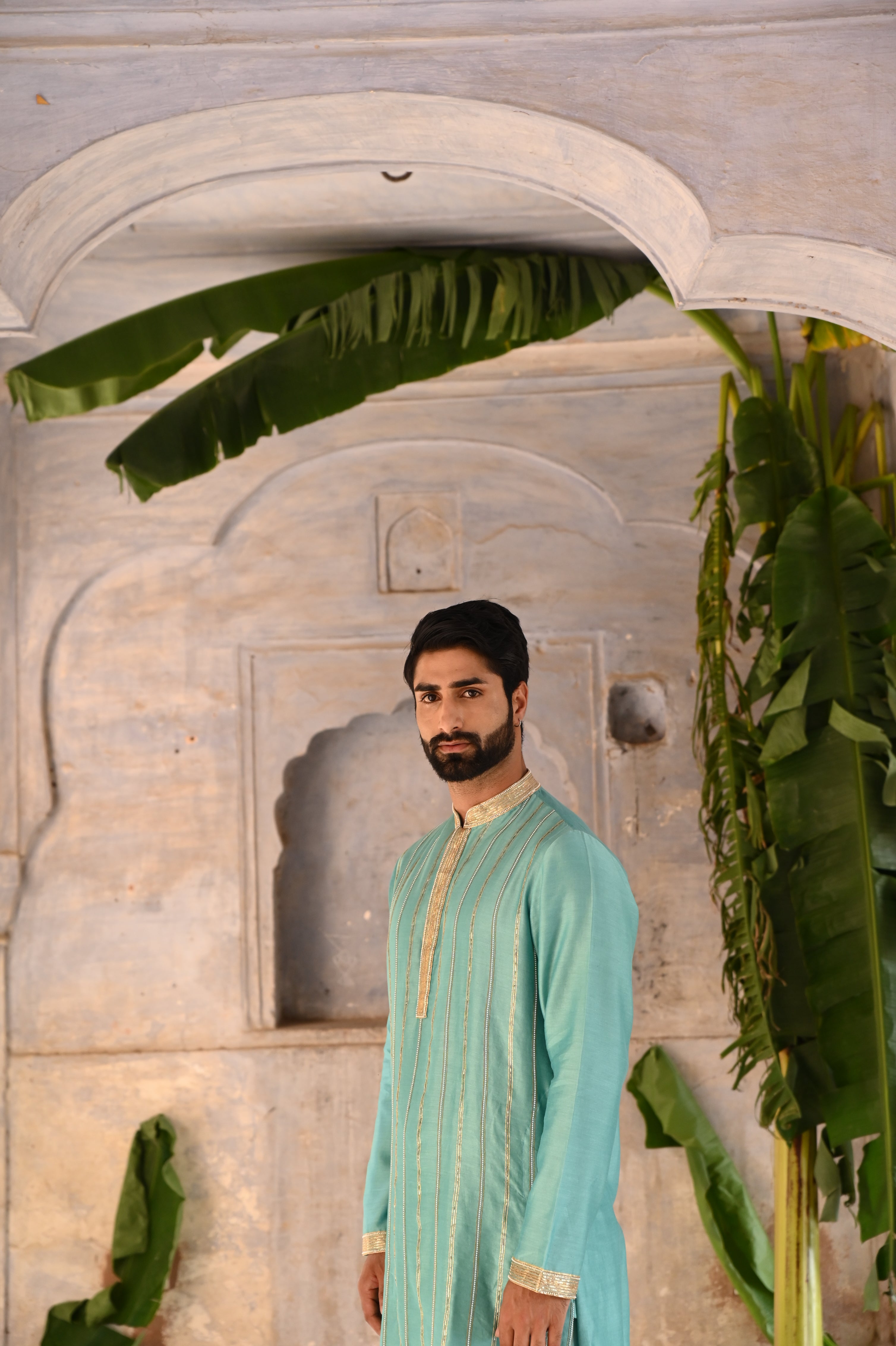 Powder blue mens kurta set