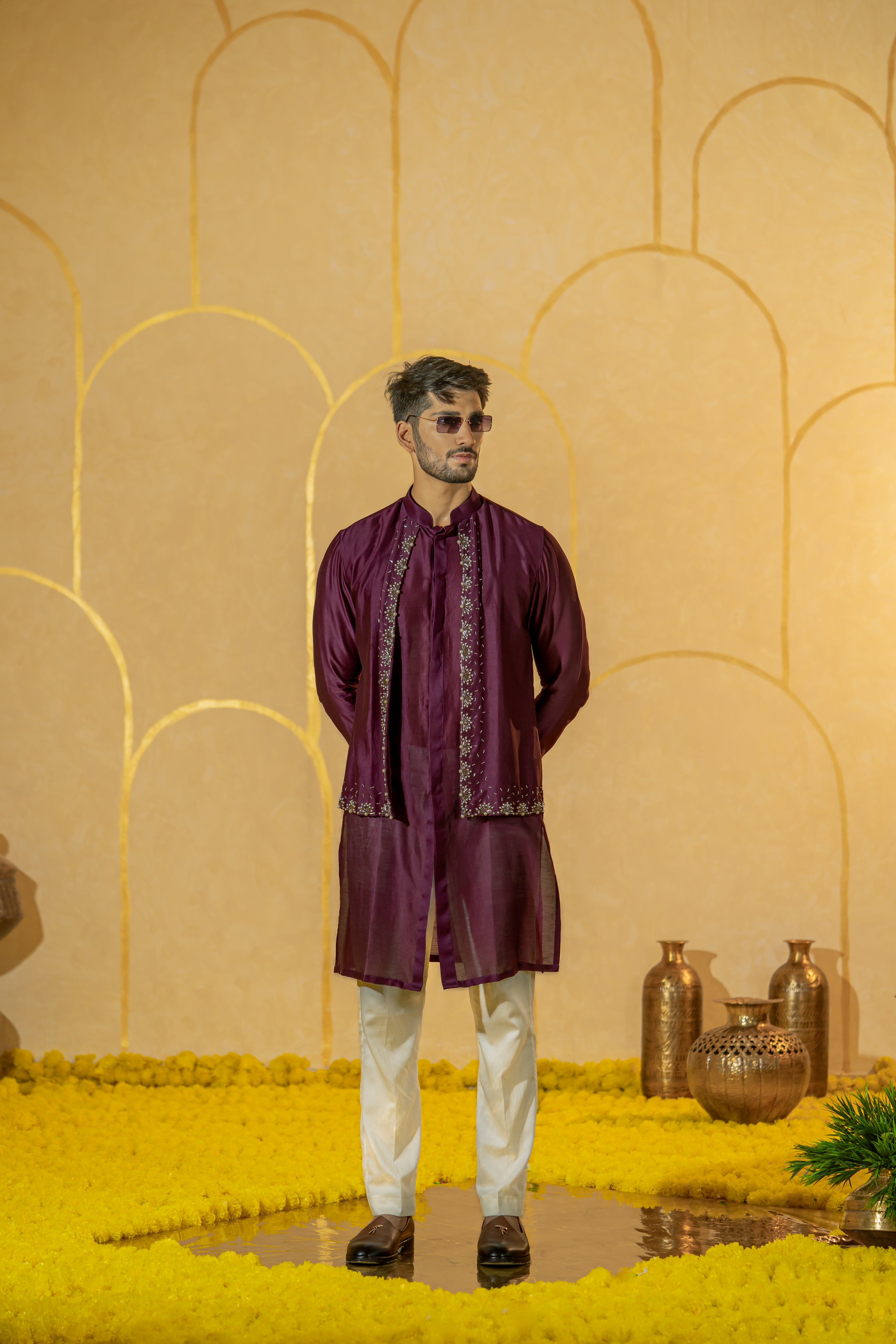 Panelled Long kurta set