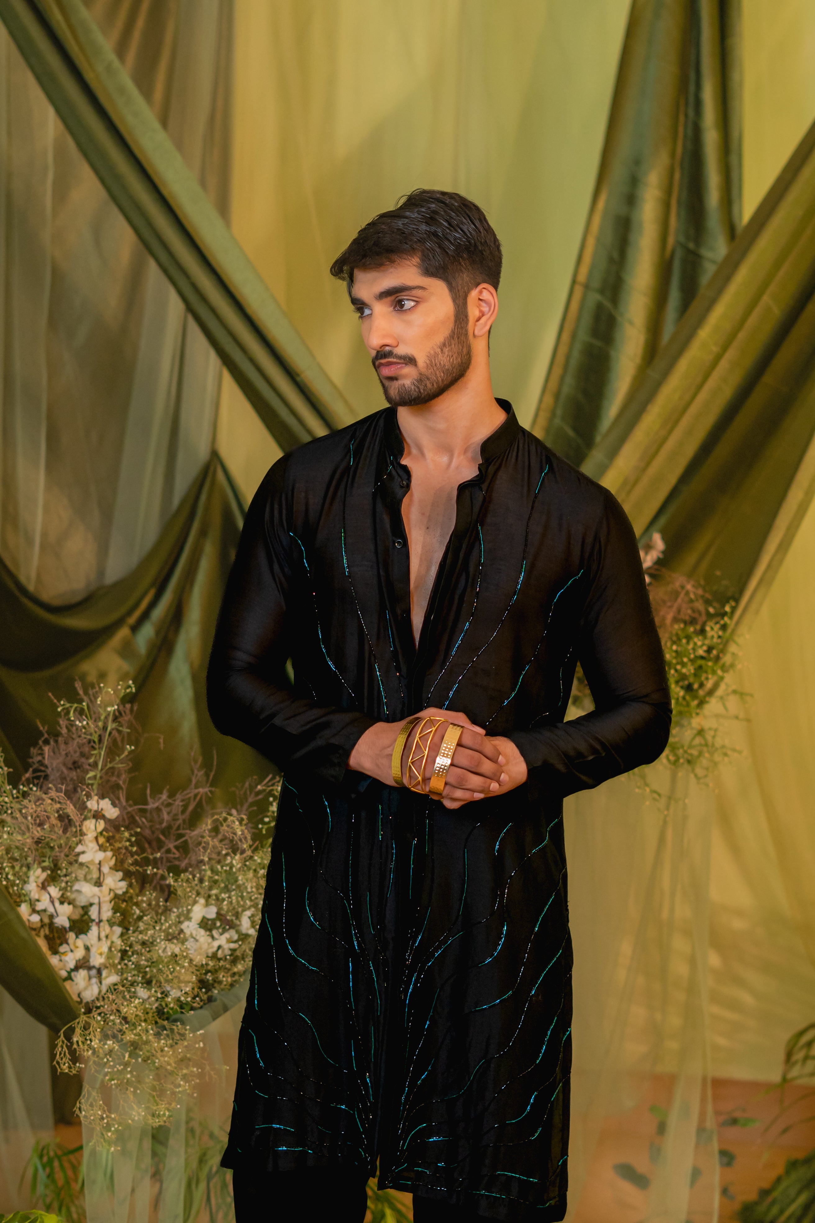Black Electric Long kurta set