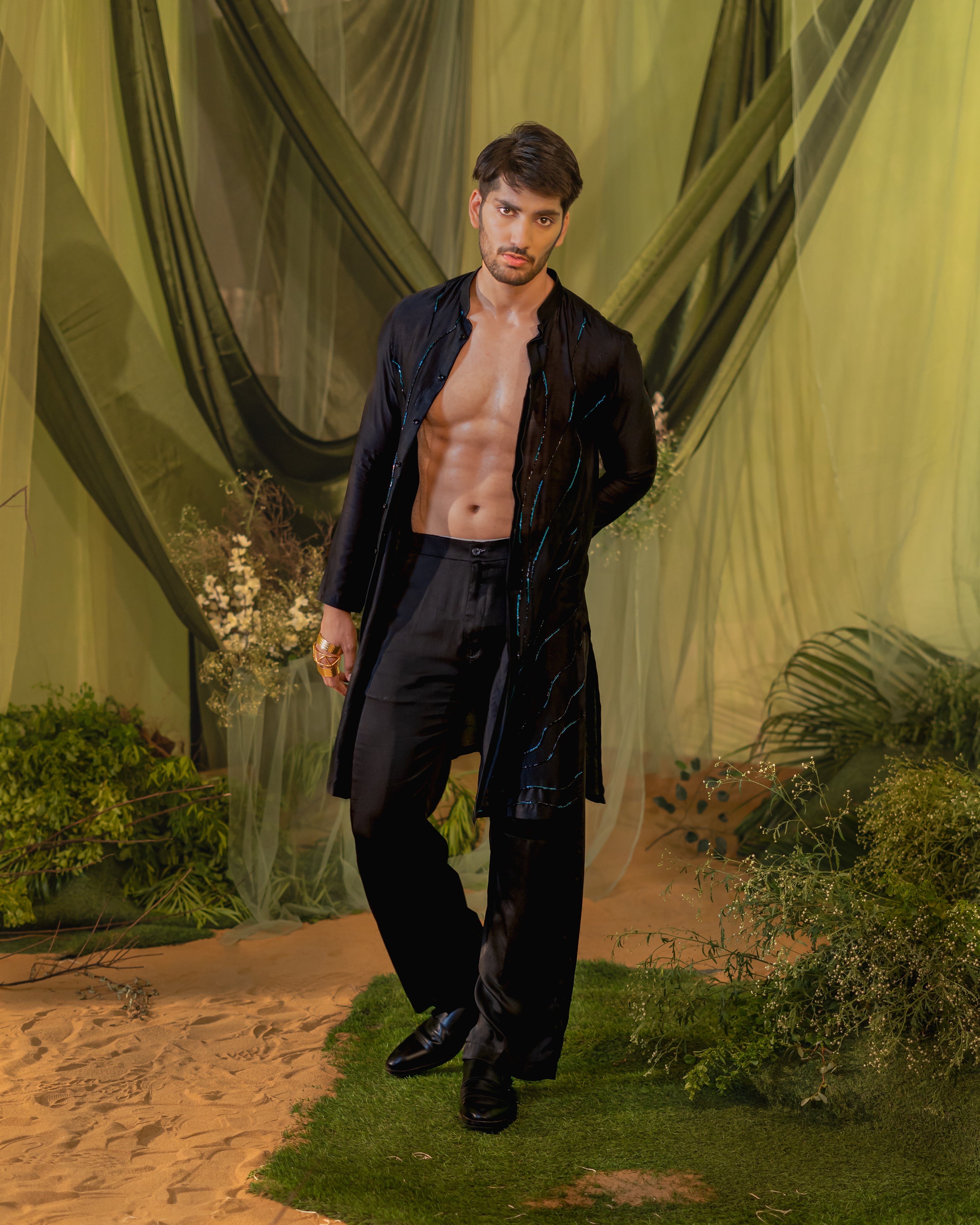 Black Electric Long kurta set
