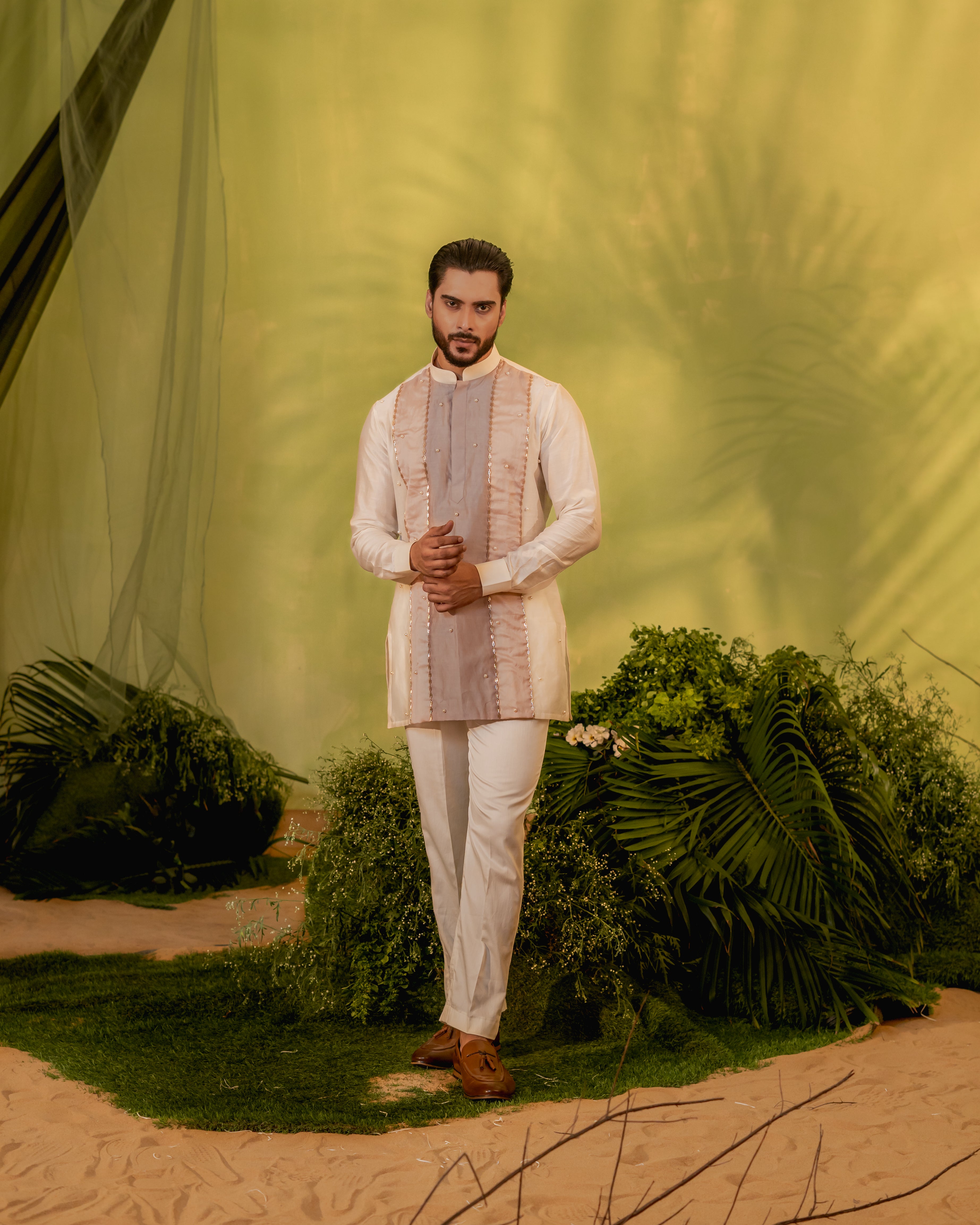 Pastel Palette Stripes Patch Short kurta set
