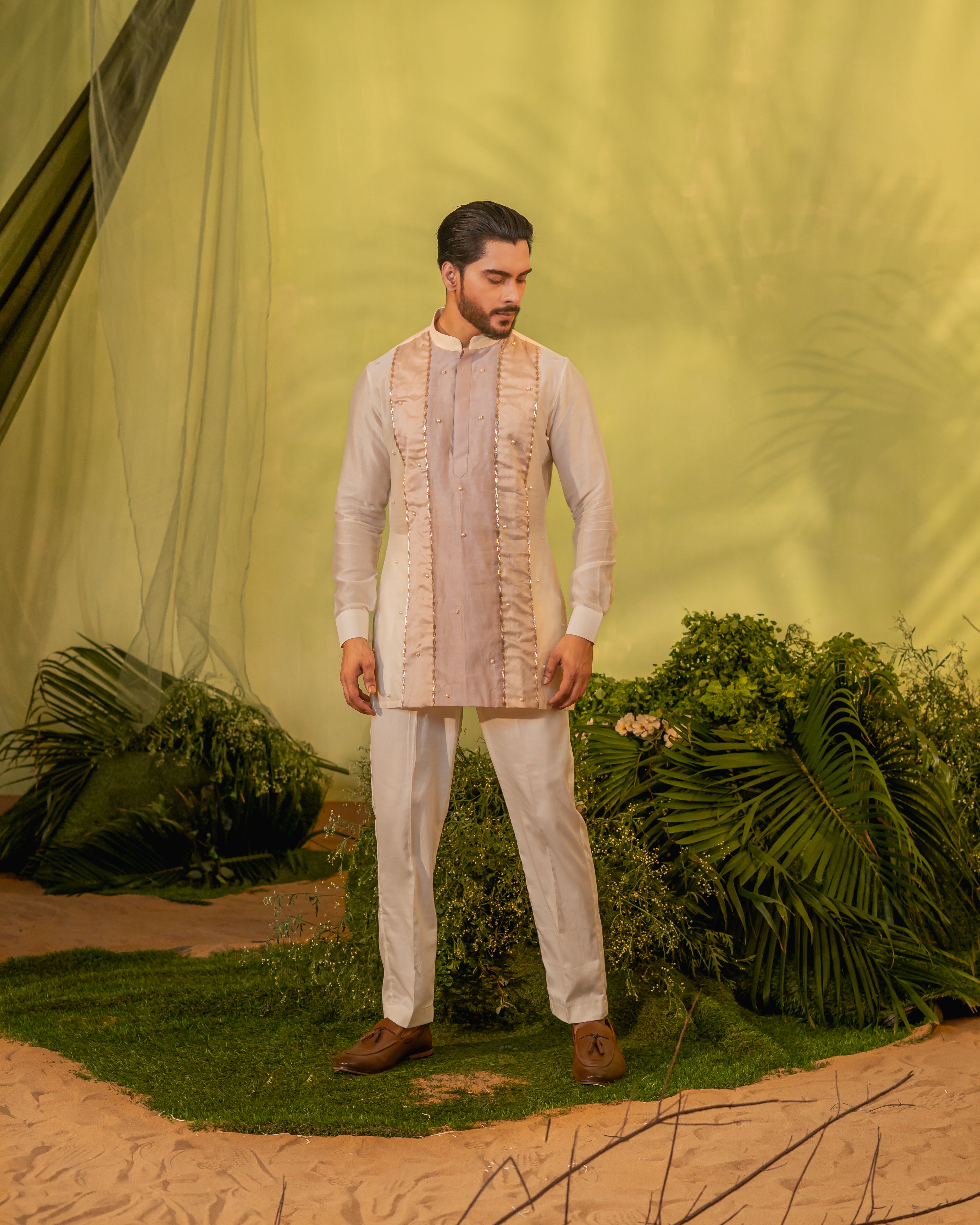 Pastel Palette Stripes Patch Short kurta set