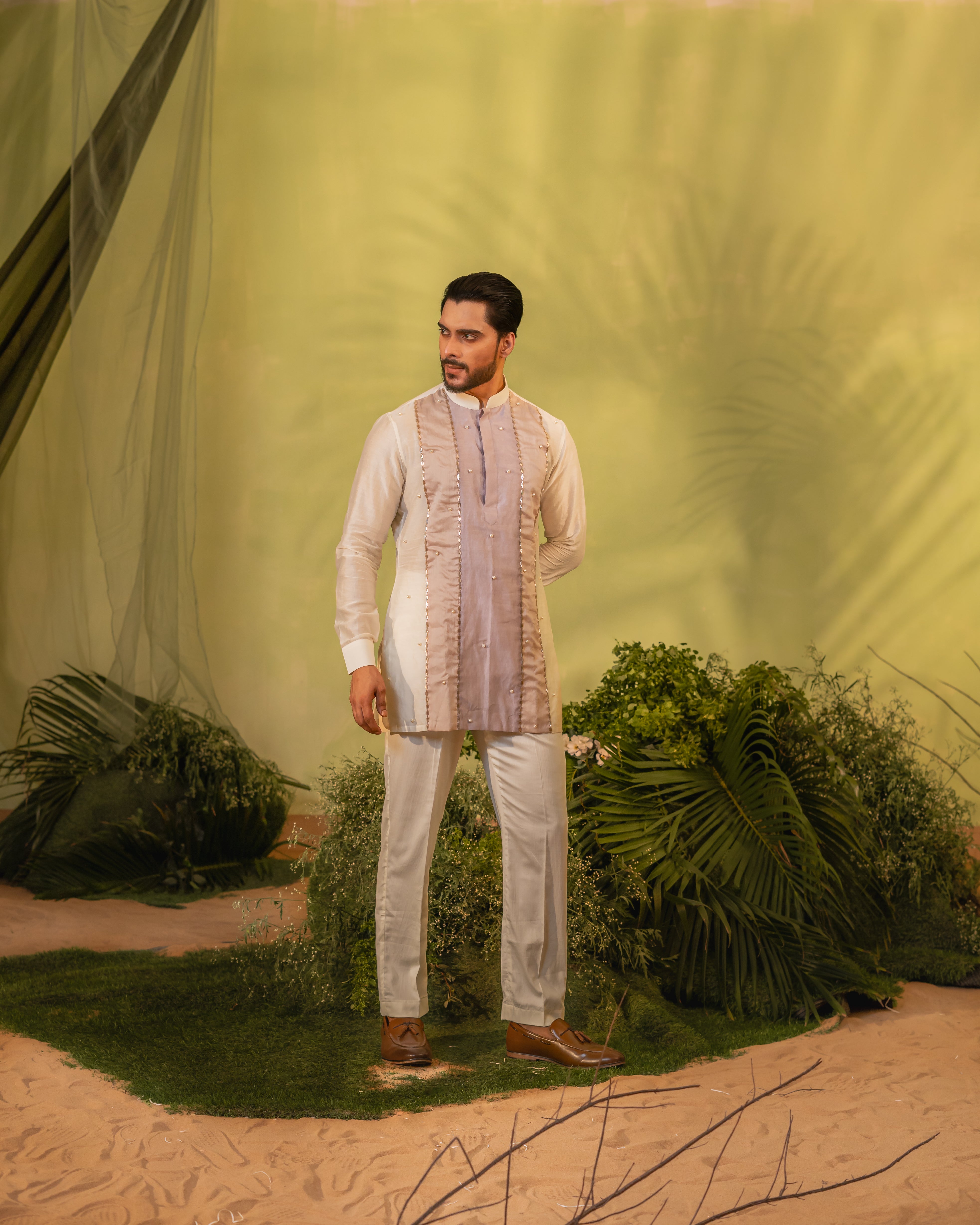 Pastel Palette Stripes Patch Short kurta set