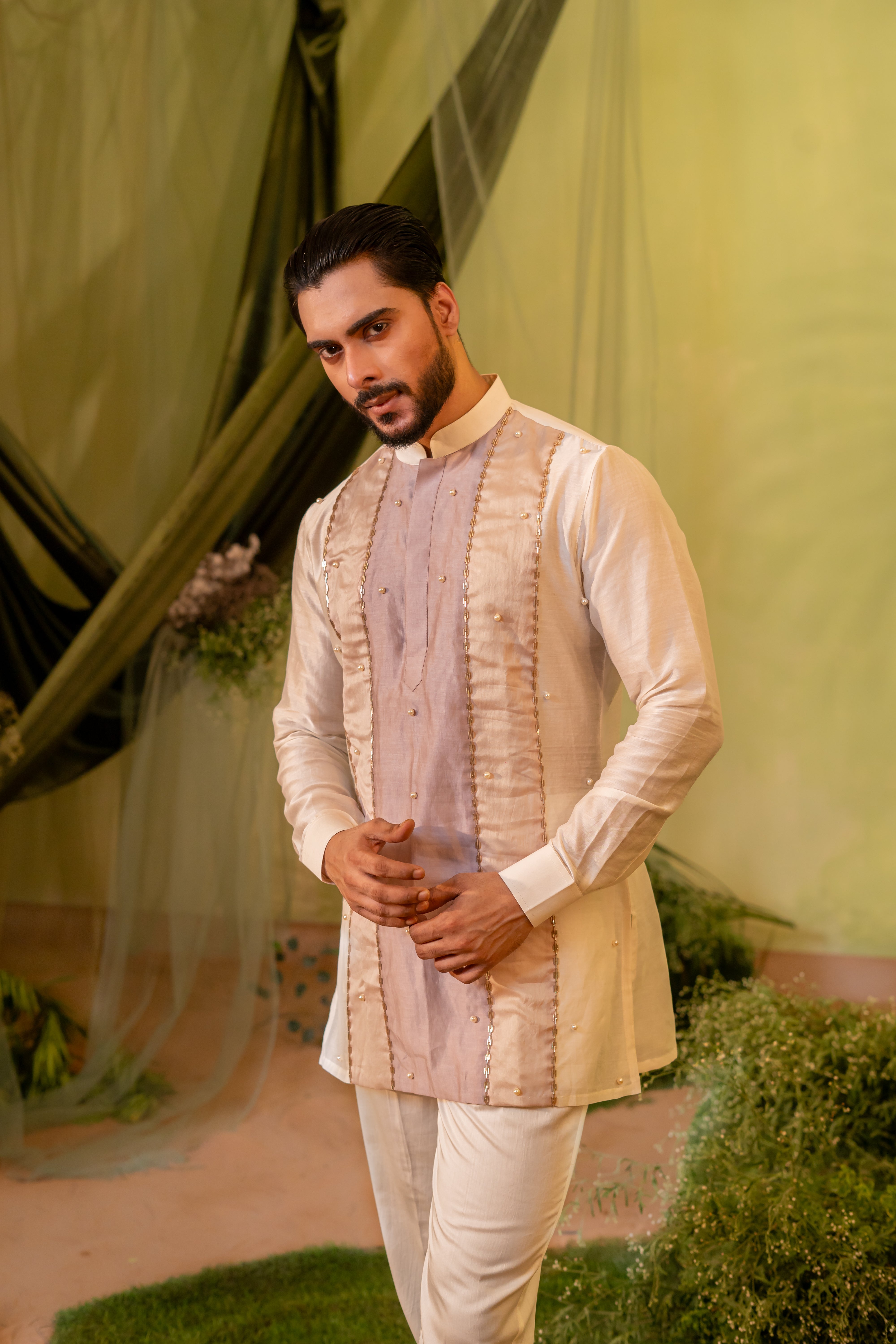 Pastel Palette Stripes Patch Short kurta set