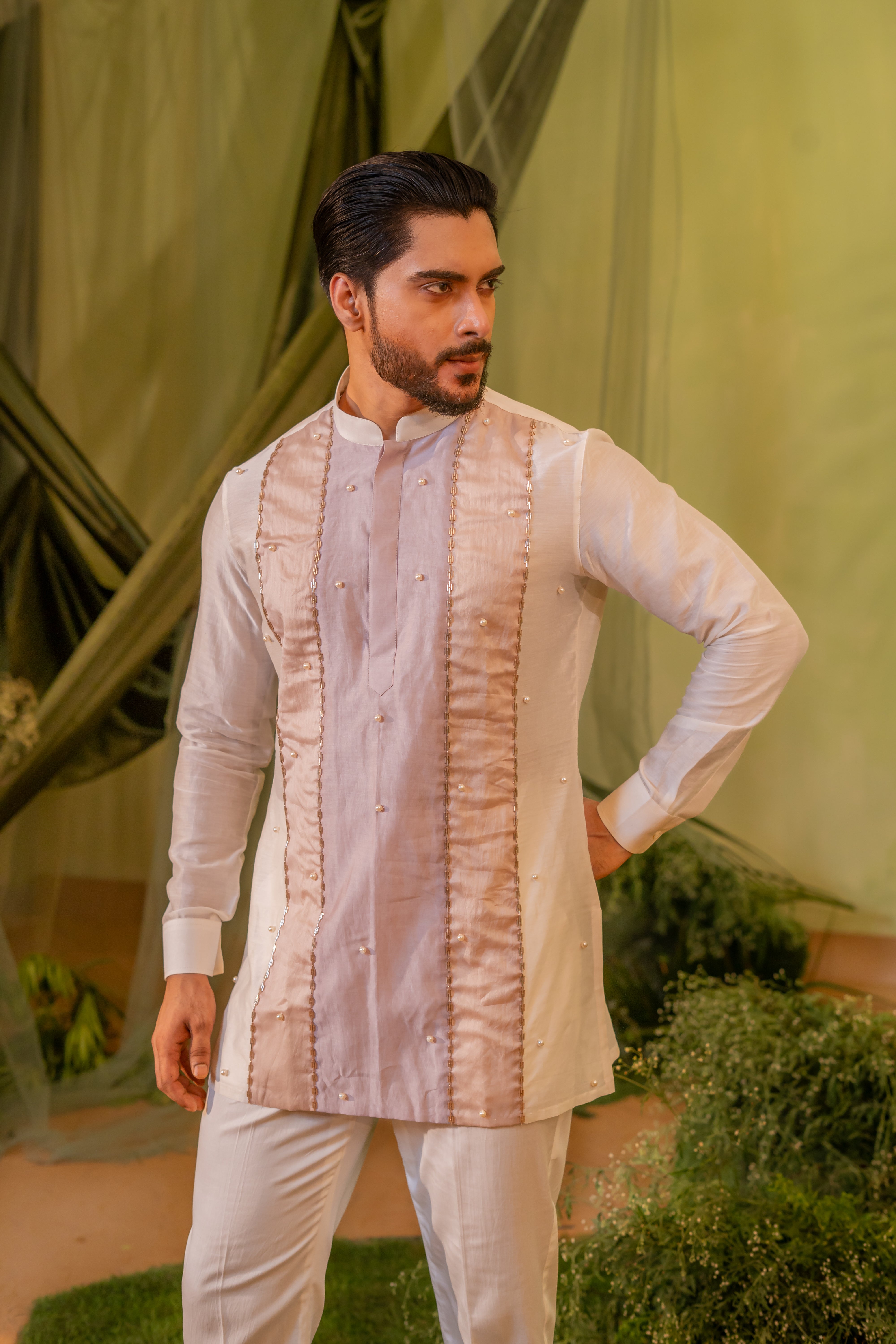 Pastel Palette Stripes Patch Short kurta set