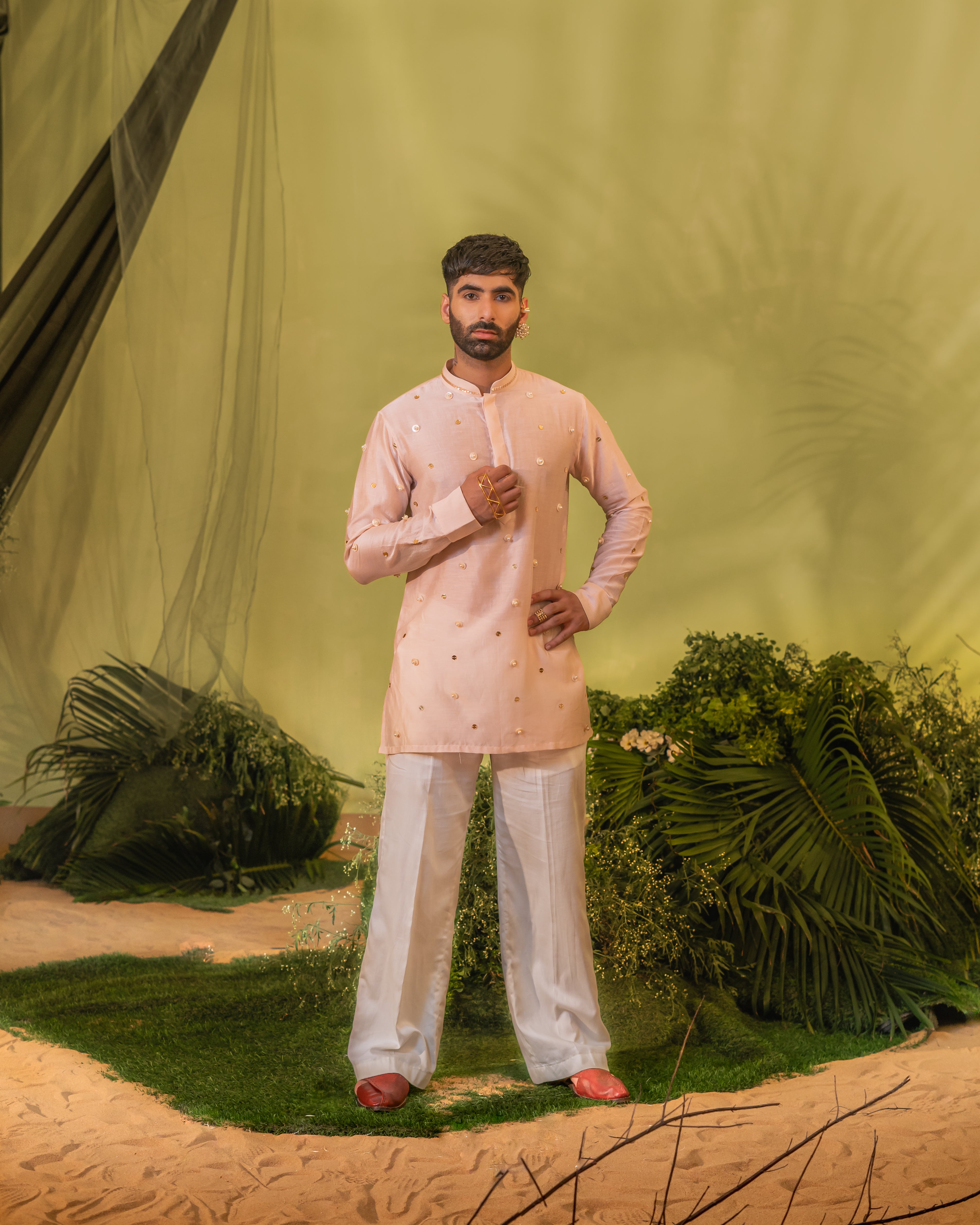 Moti Booti Button Short kurta set