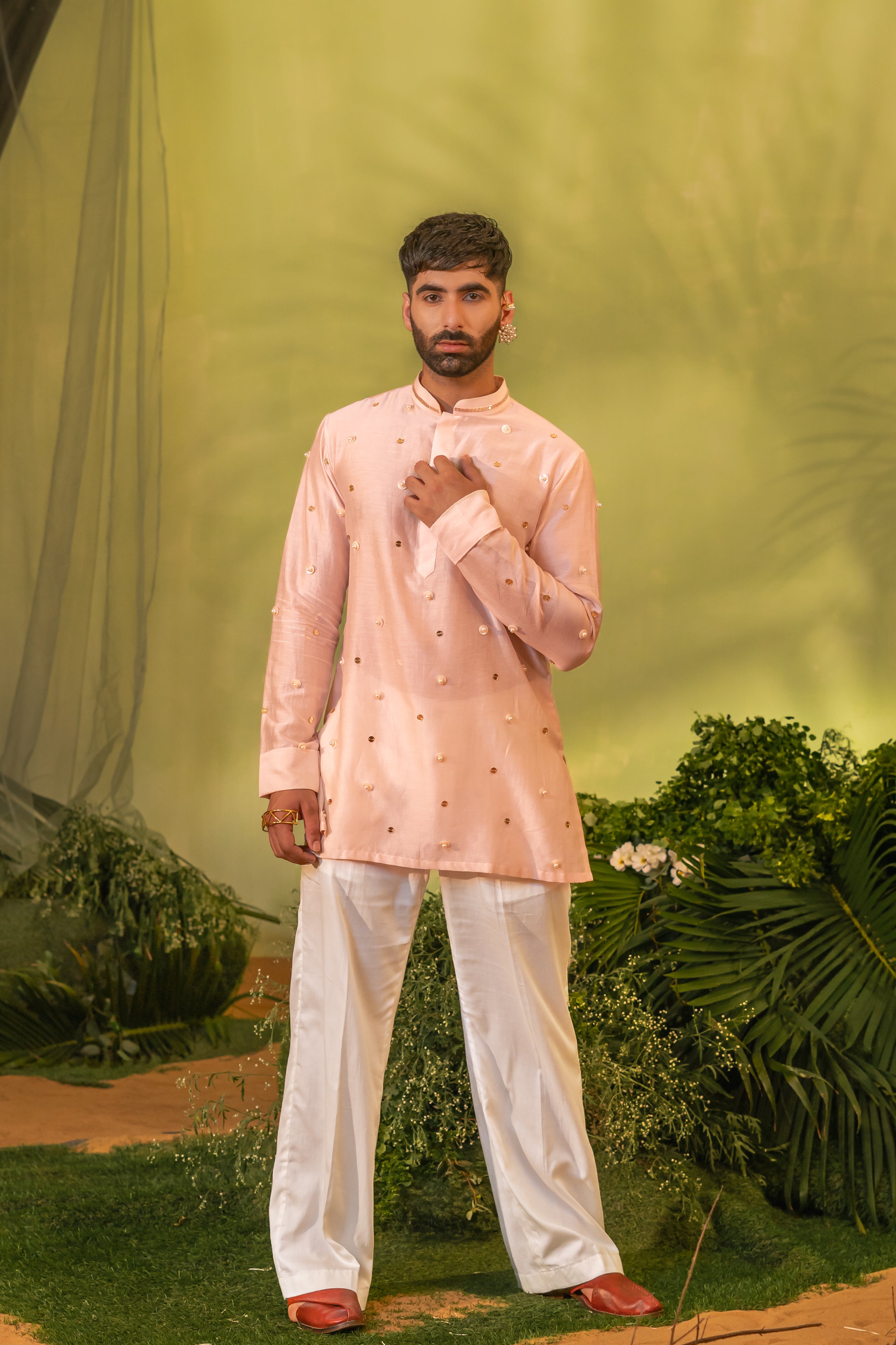 Moti Booti Button Short kurta set