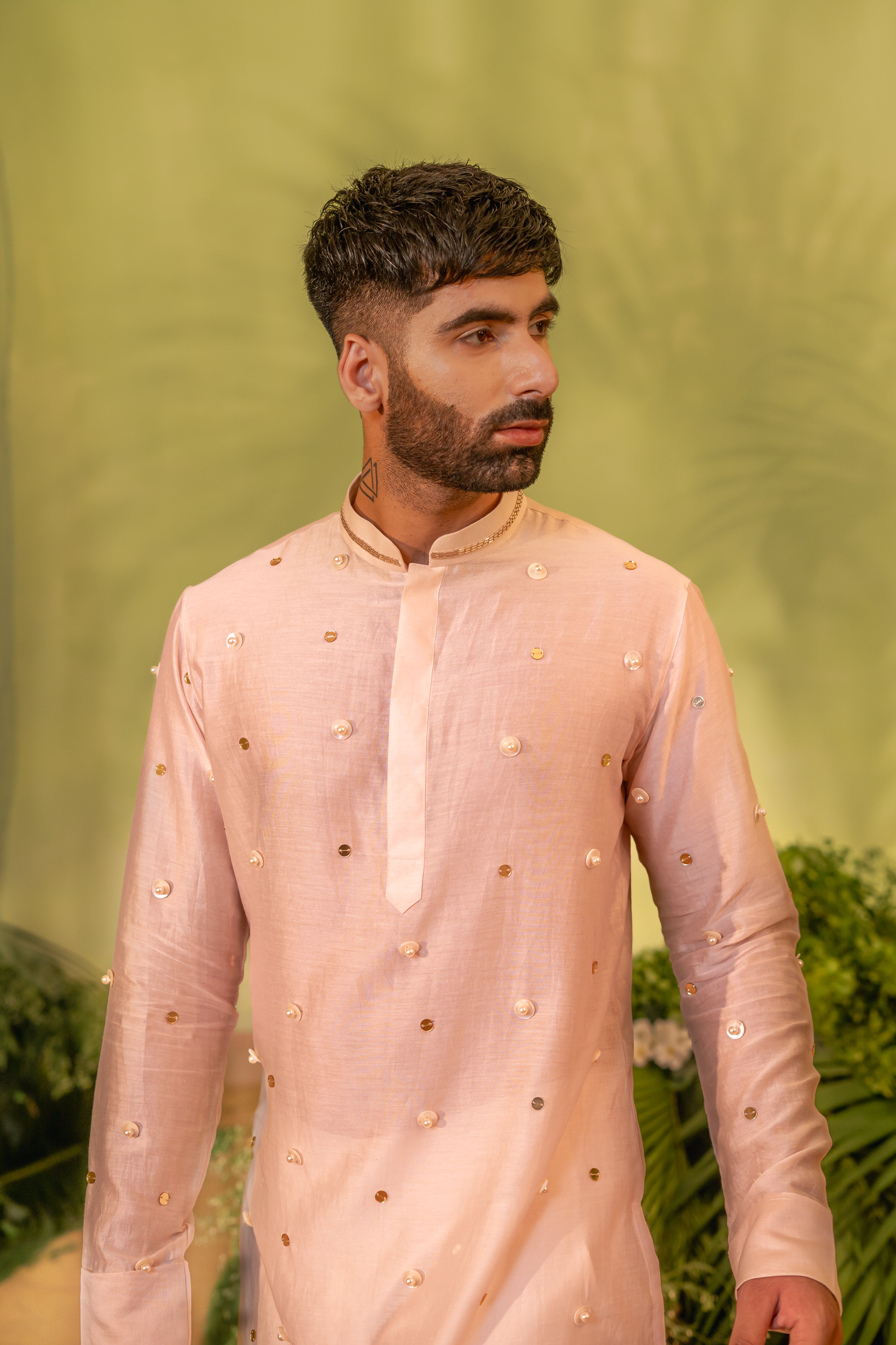 Moti Booti Button Short kurta set