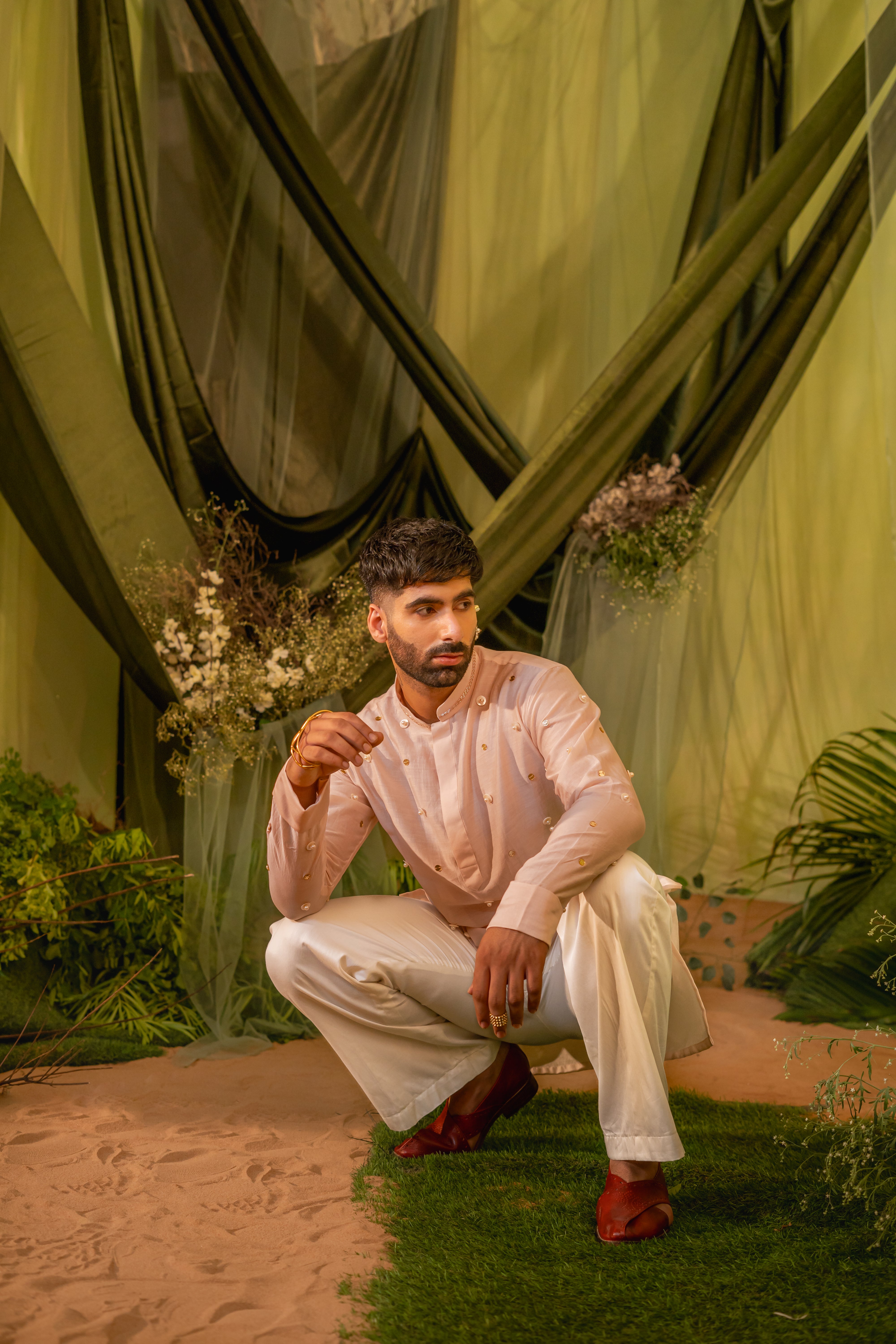 Moti Booti Button Short kurta set