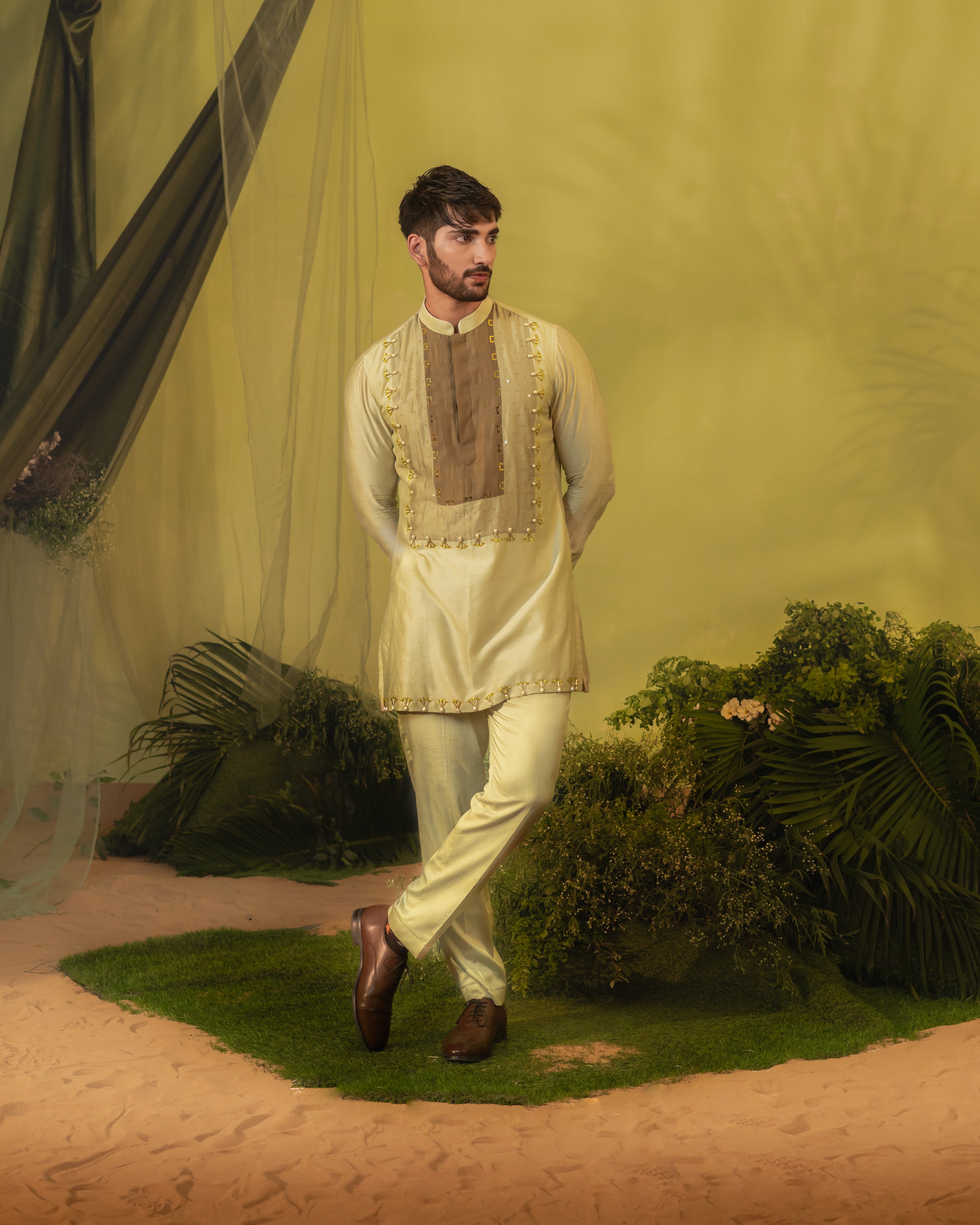 Brown Patch Short kurta set