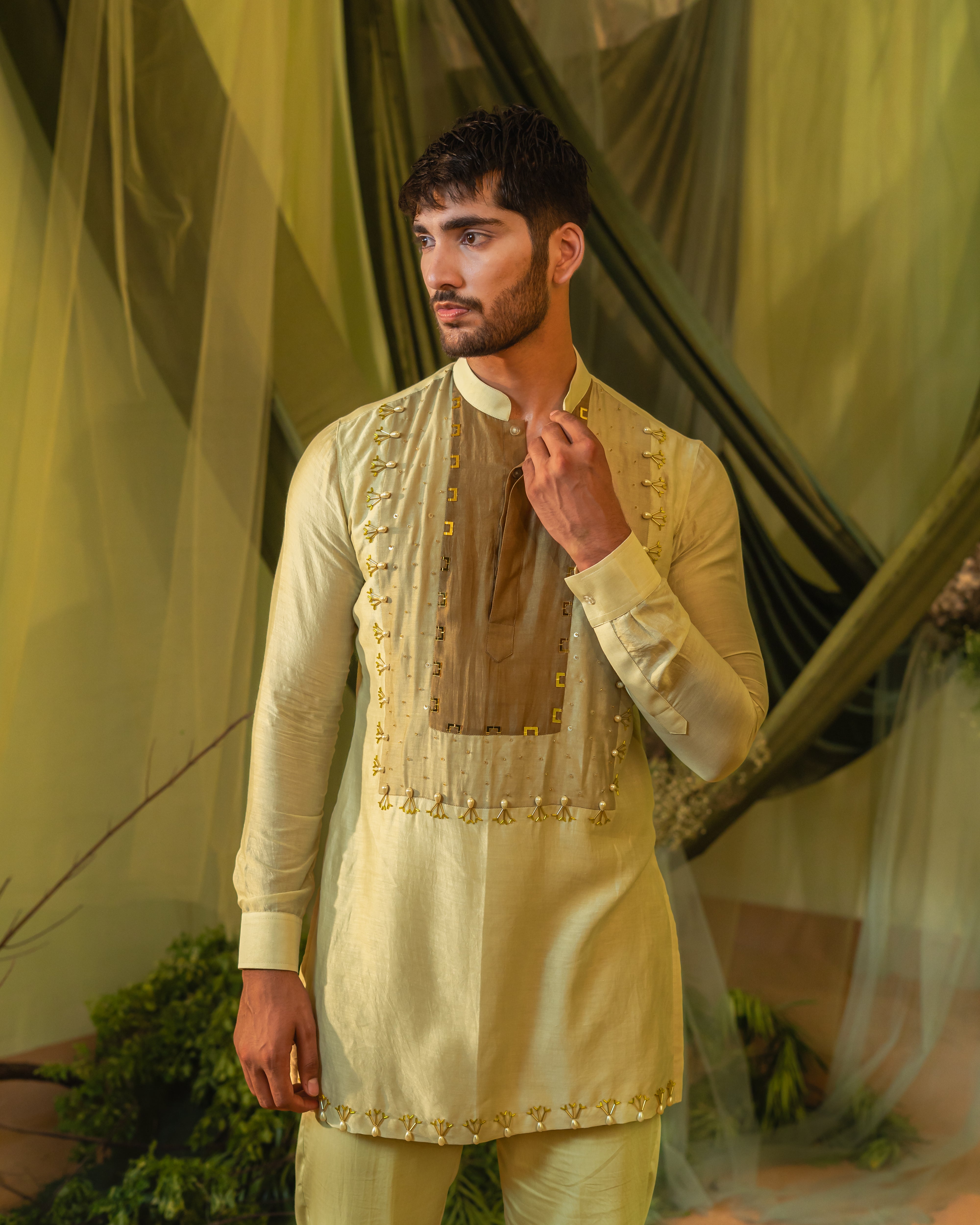 Brown Patch Short kurta set