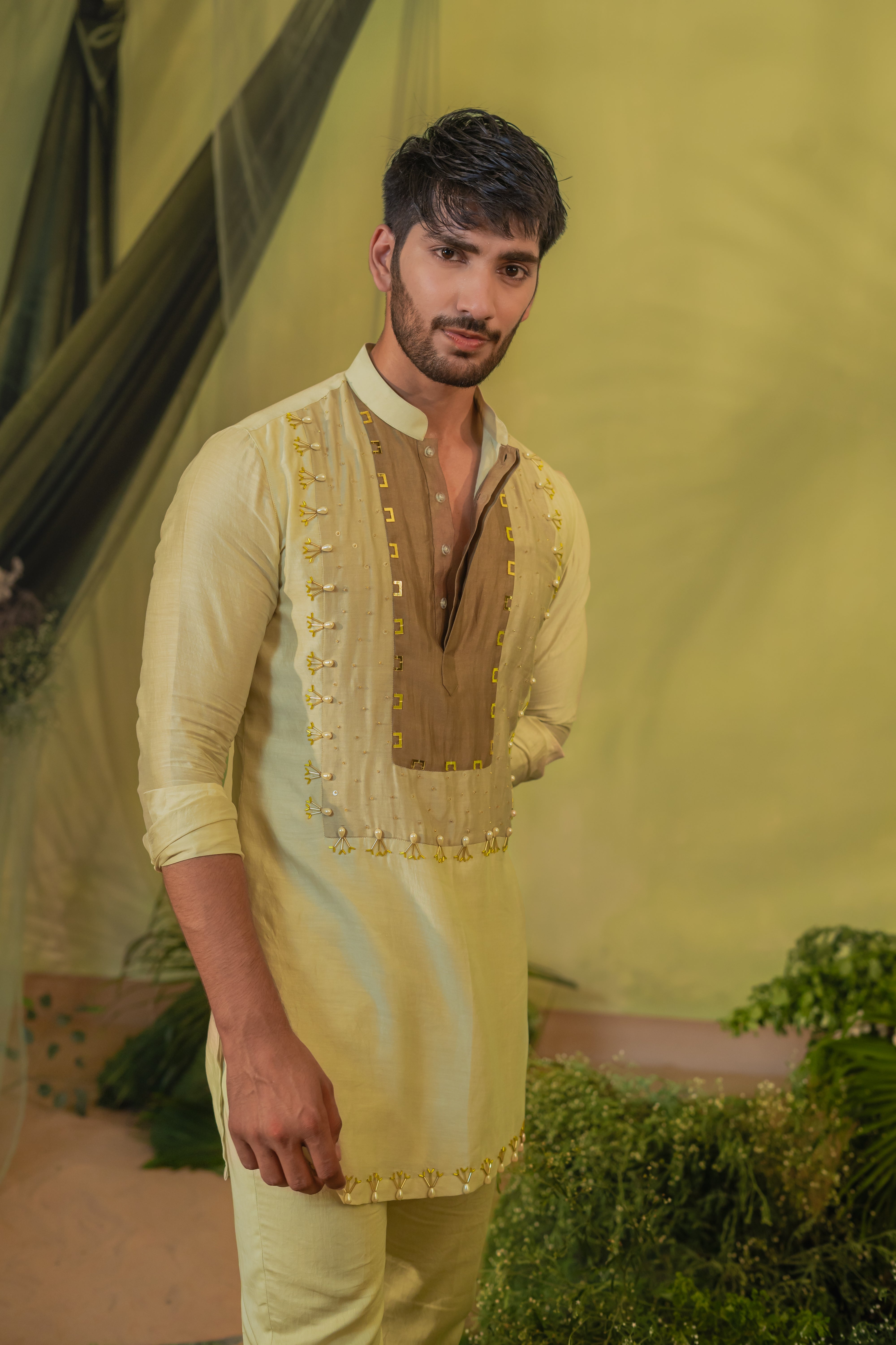 Brown Patch Short kurta set