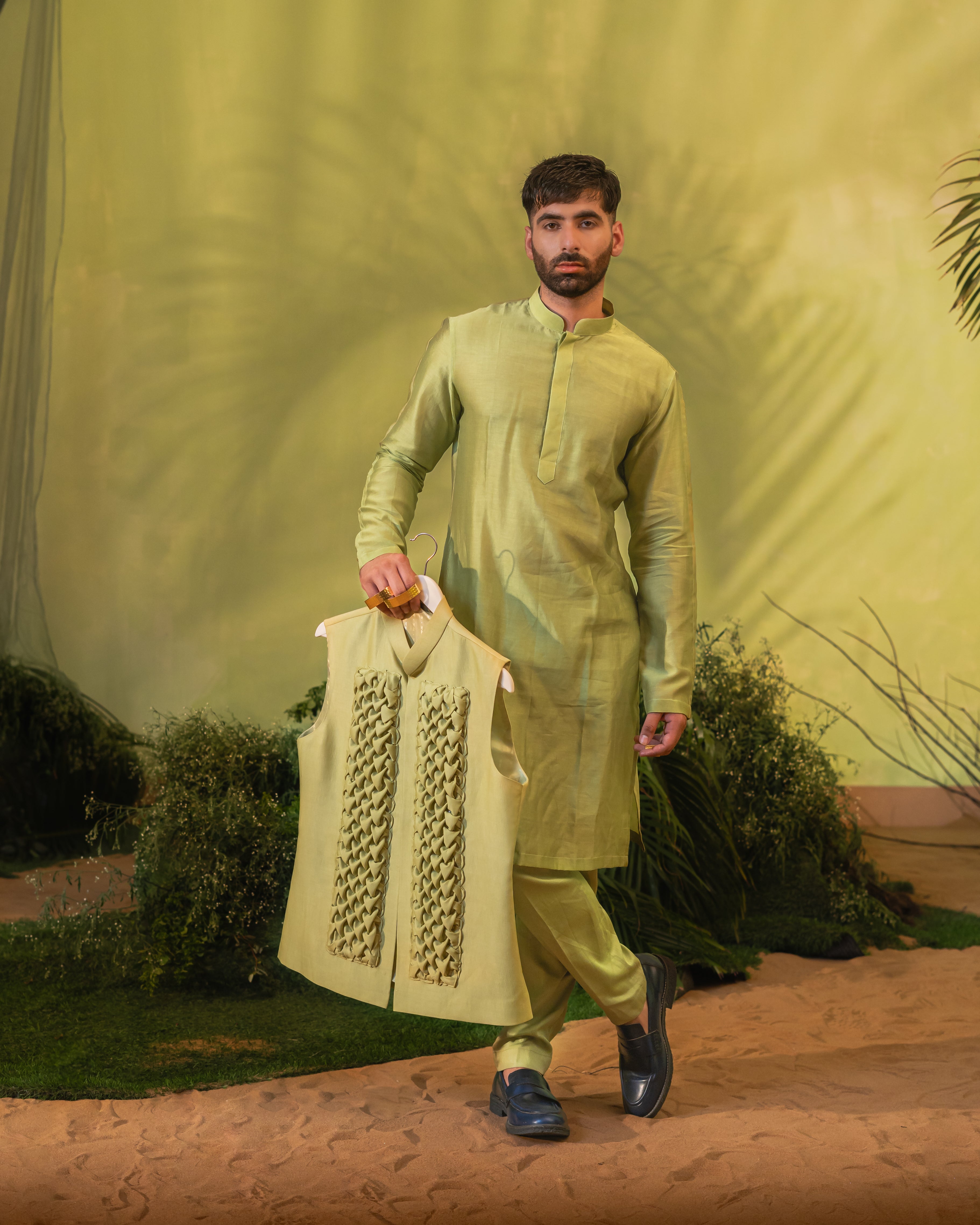 Foam Green Smock Long kurta set