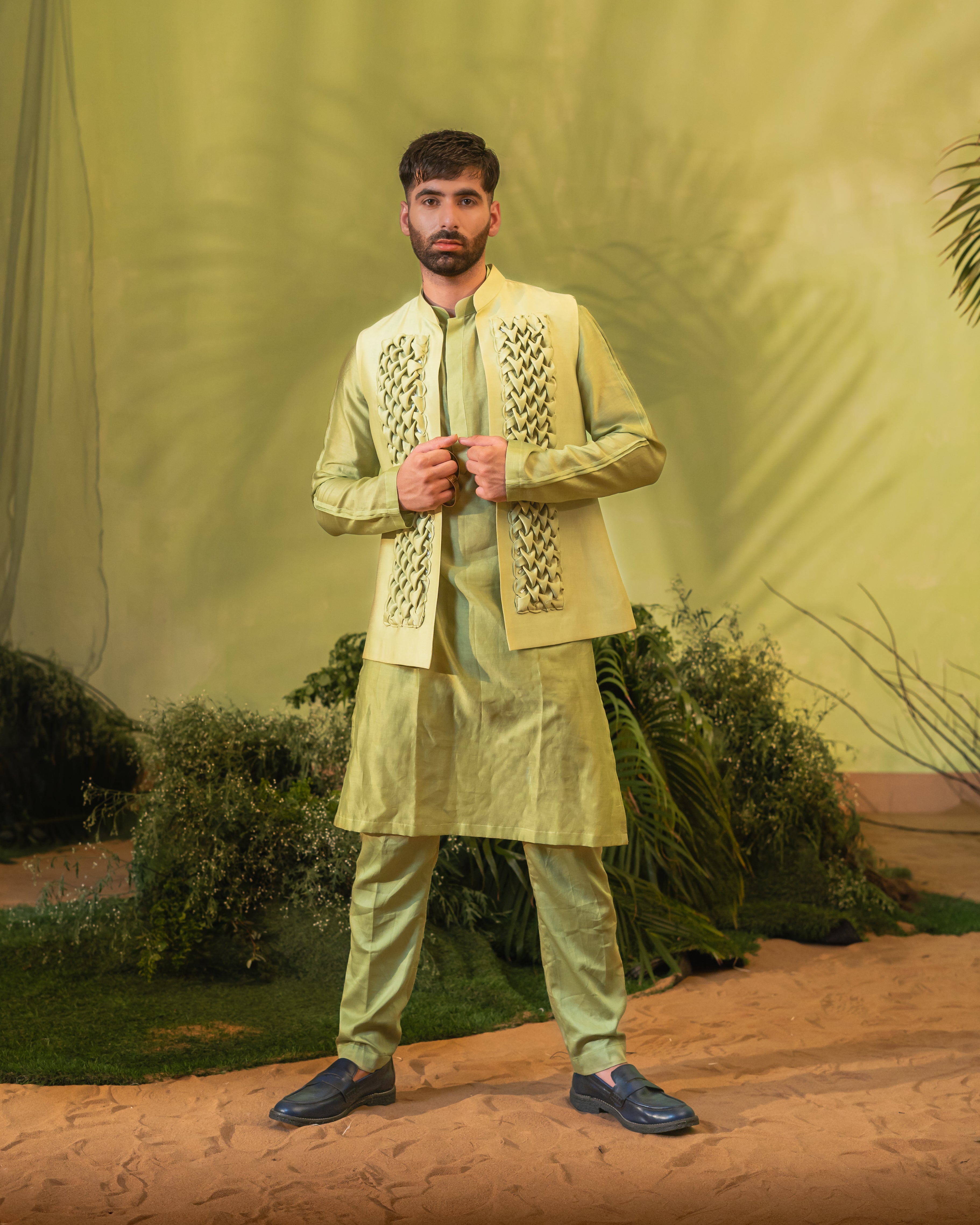 Foam Green Smock Long kurta set