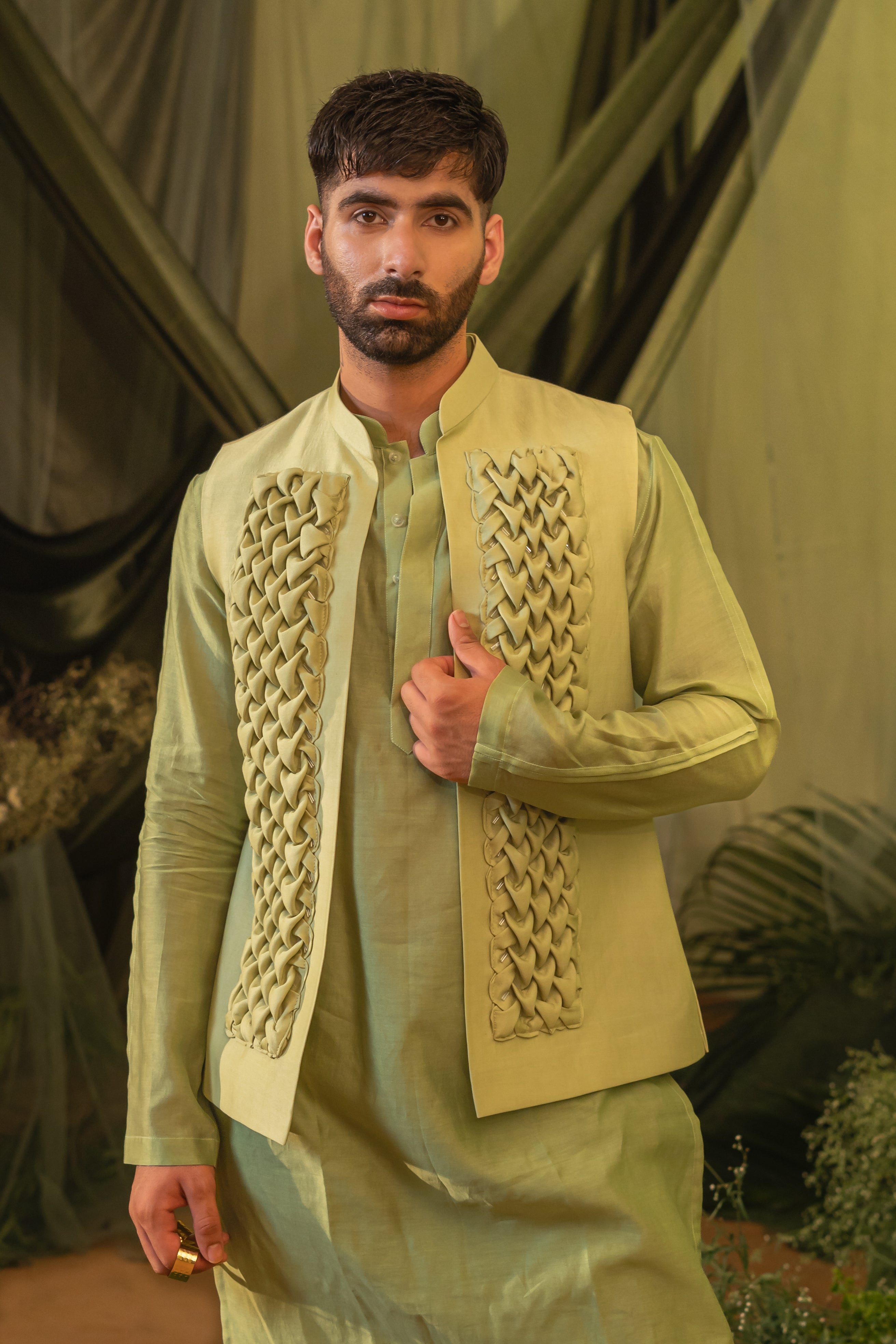 Foam Green Smock Long kurta set