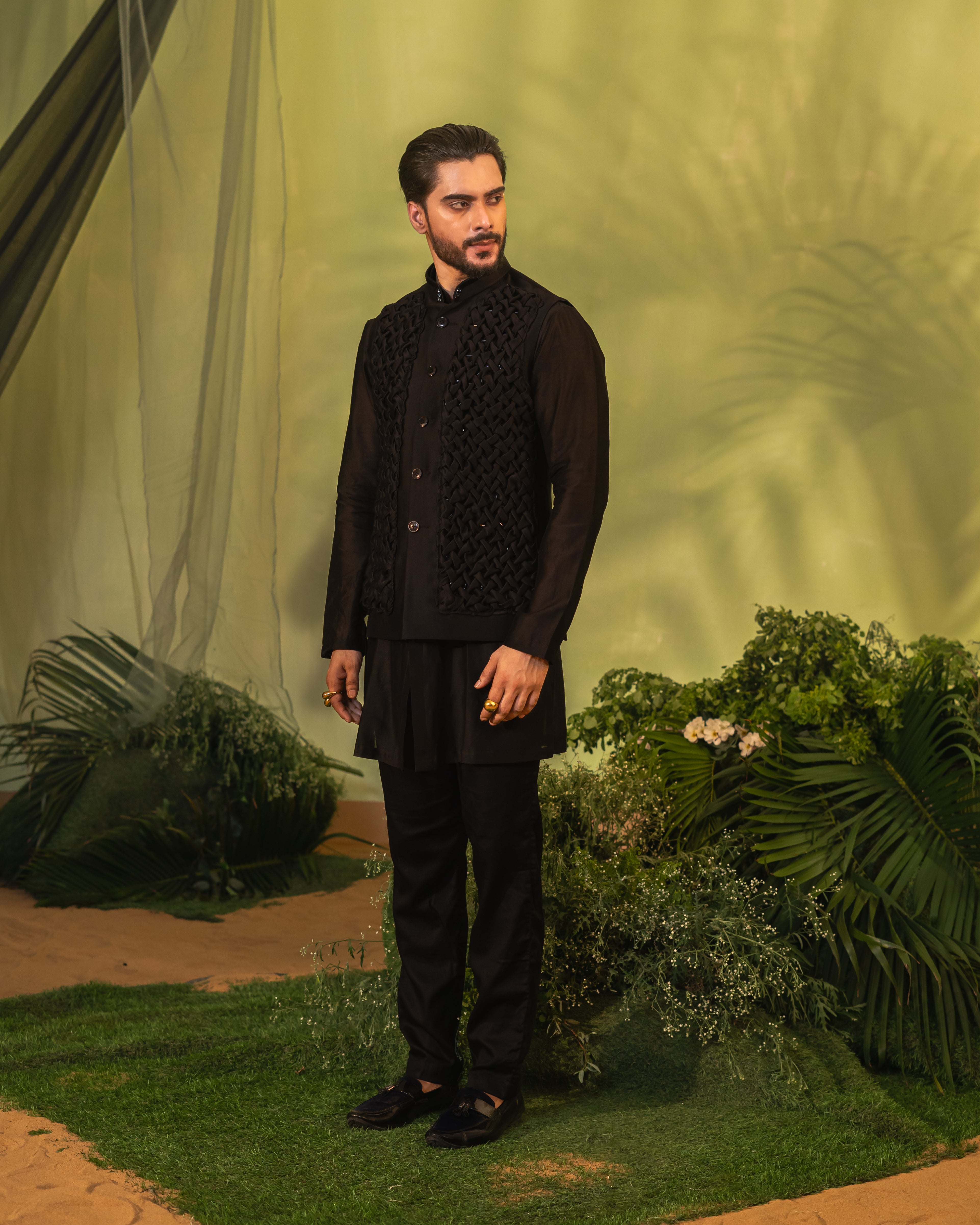 Black Smock Short kurta set