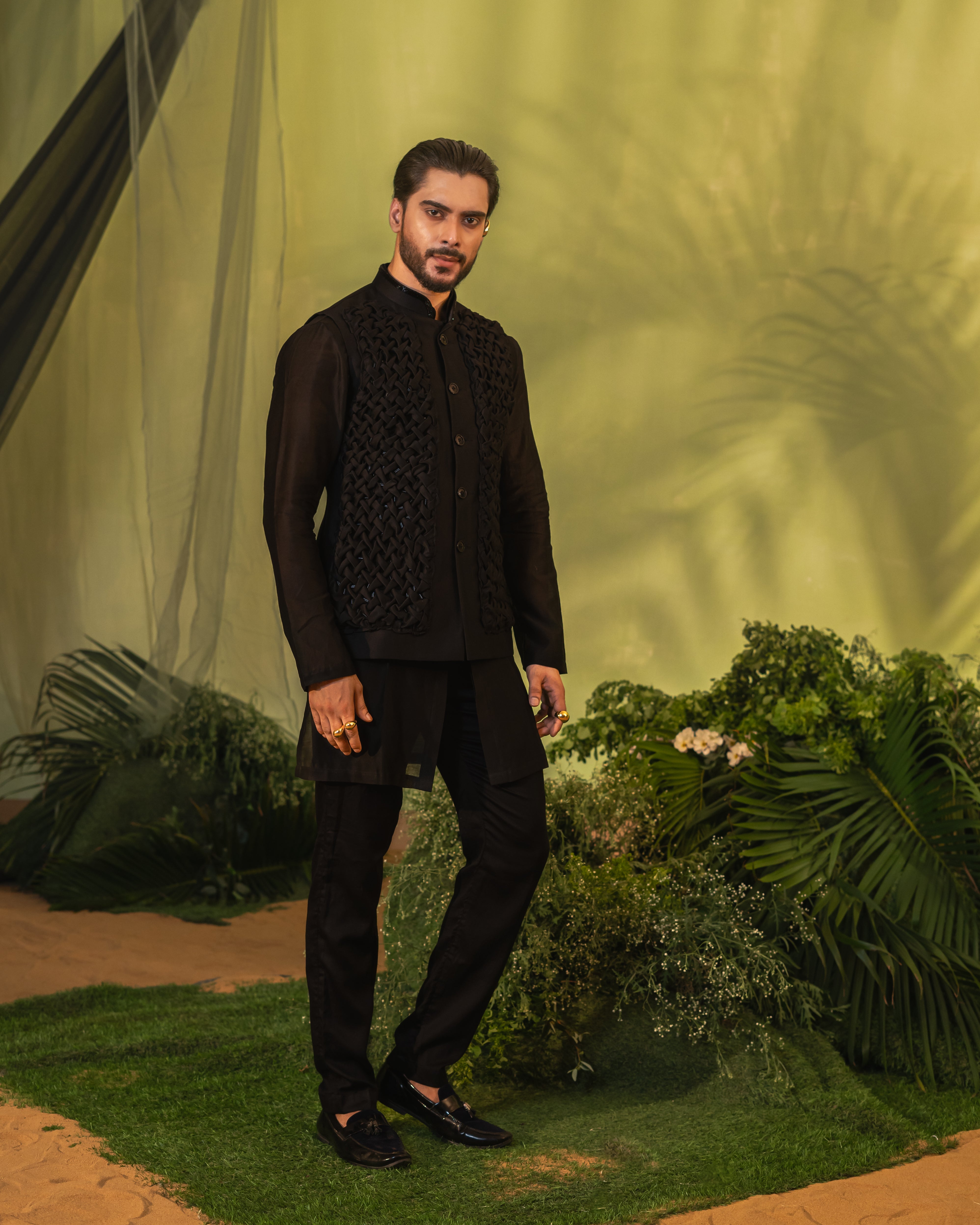 Black Smock Short kurta set