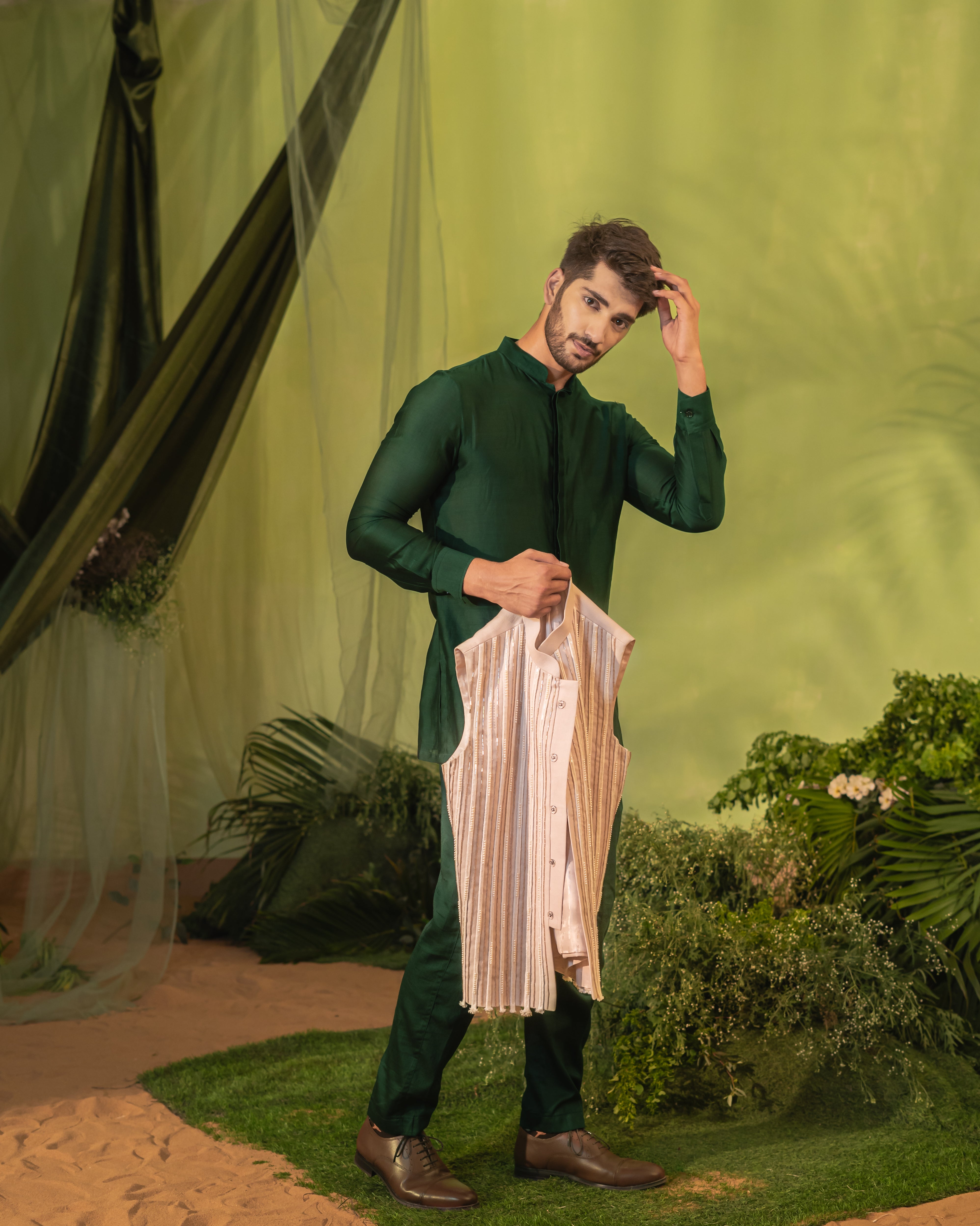 Bottle Green Short kurta set