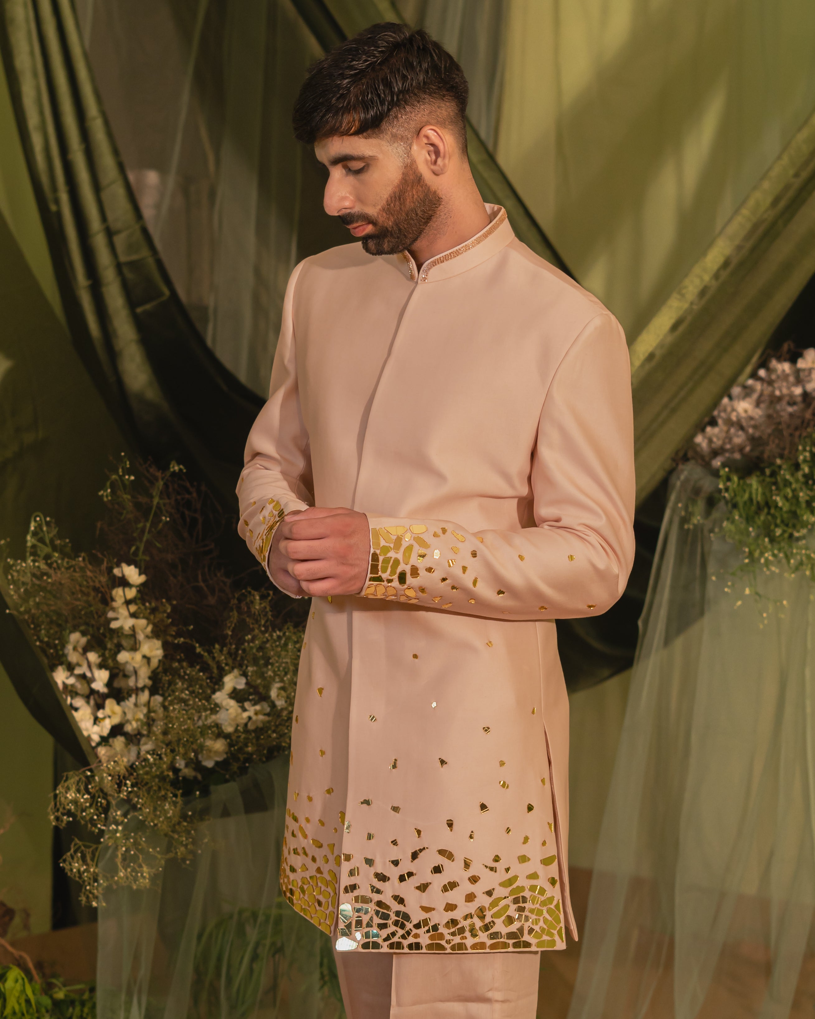 Heather Pink Short Indowestern Set