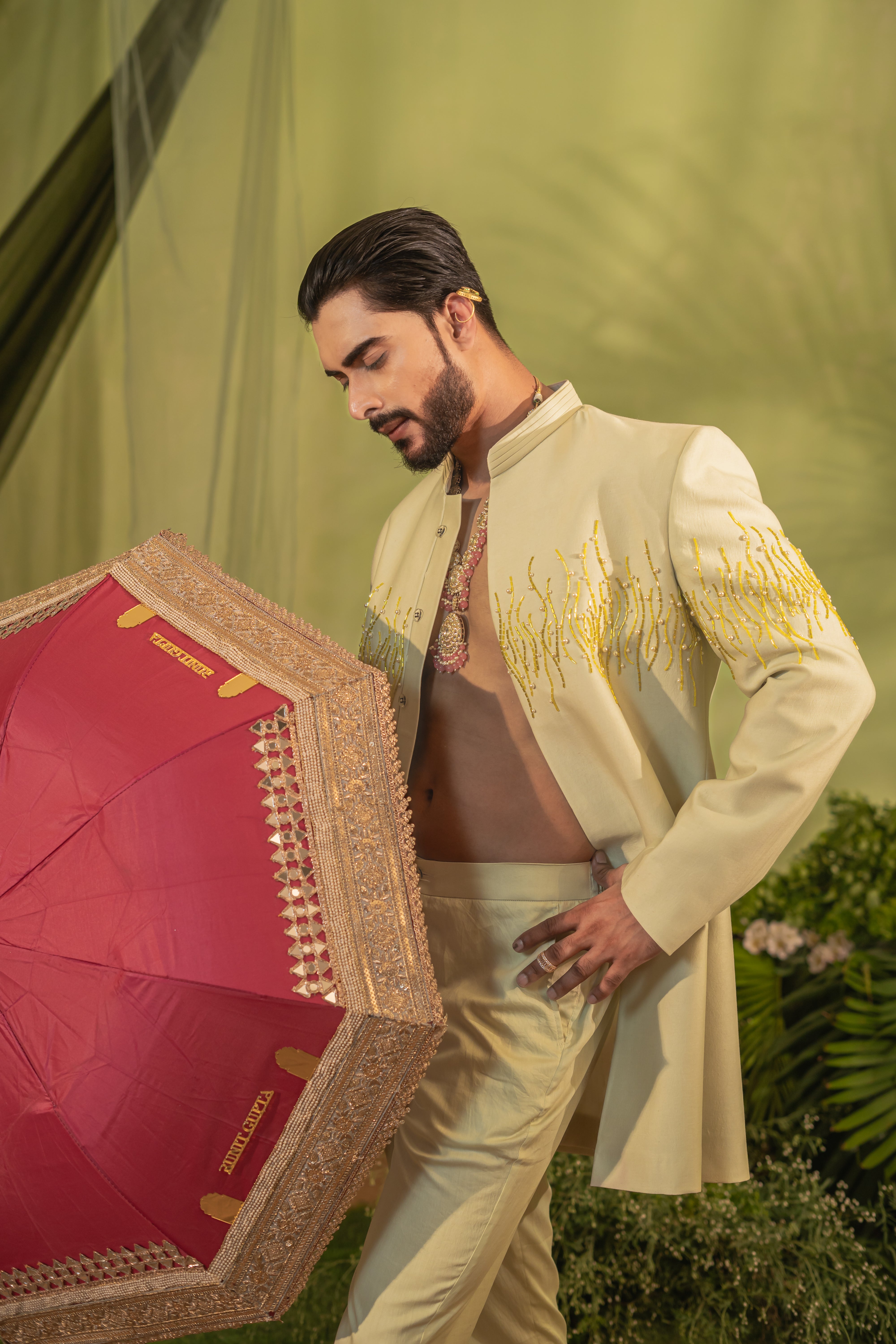 Lush Mint Short Indowestern set