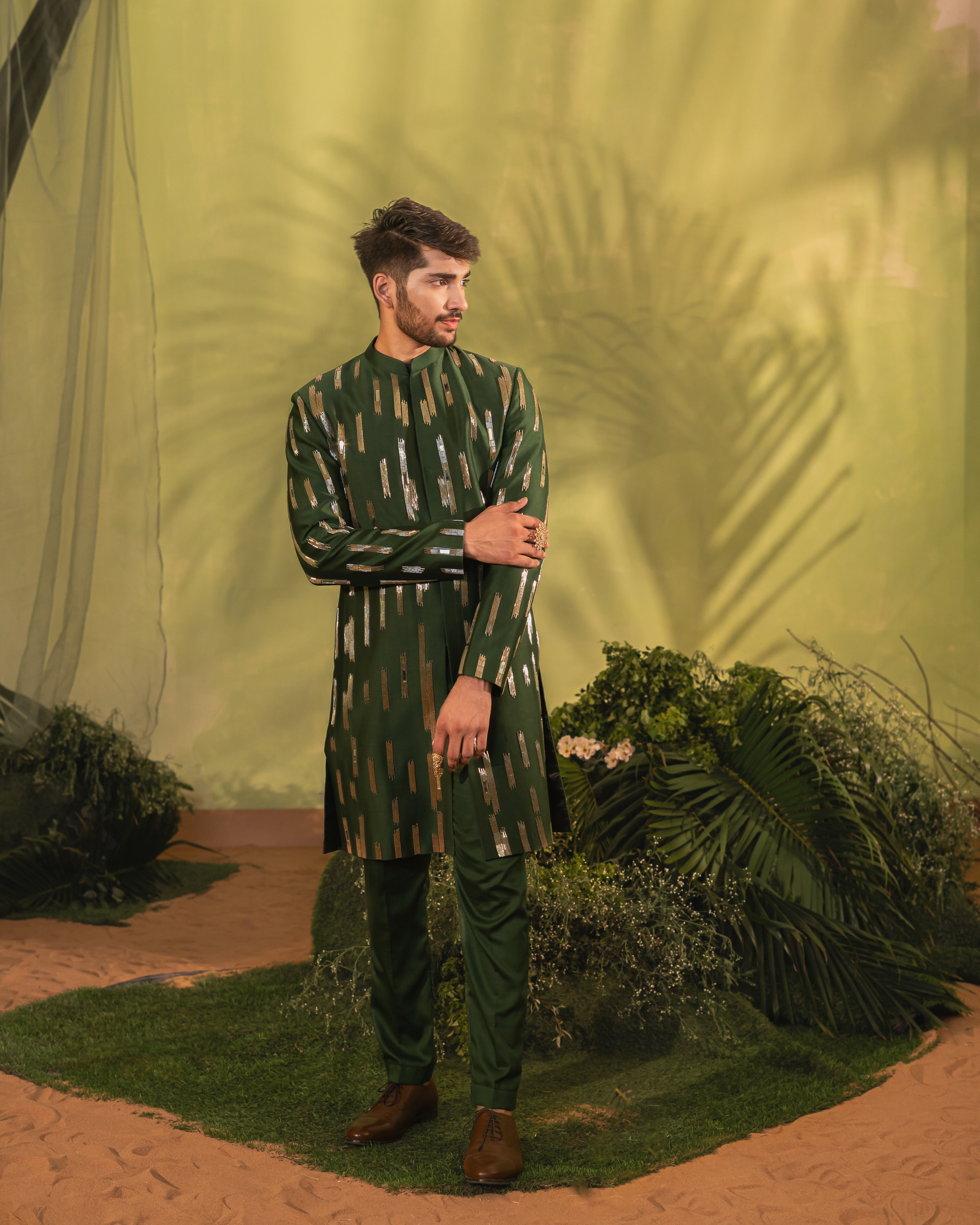 Deep Green Sherwani set